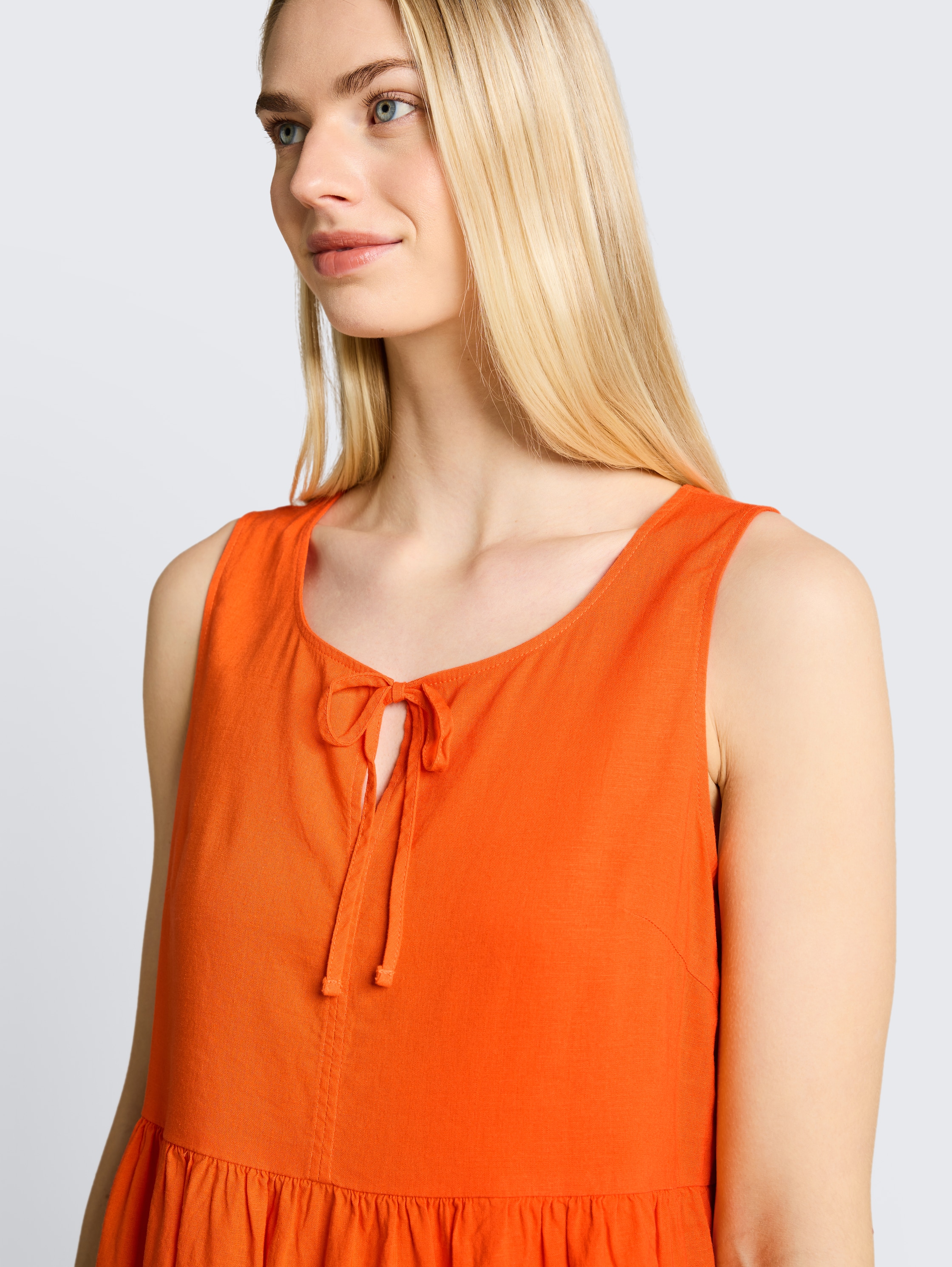 Blouse top with linen blend - fiery_orange - 