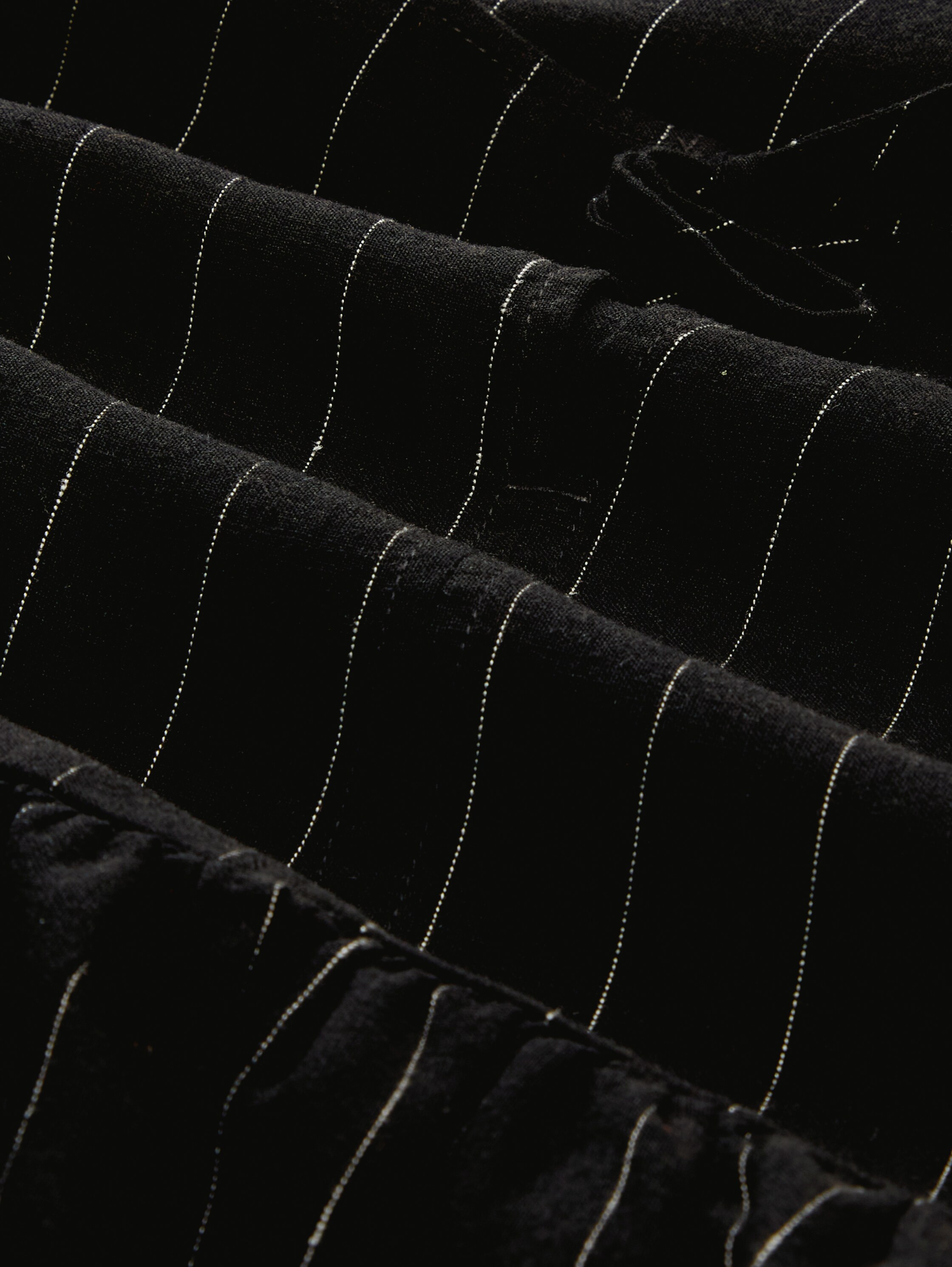 Blouse top with linen blend - black_beige_vertical_stripe - 