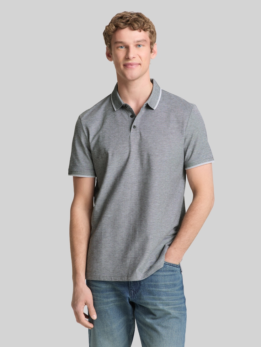 Piqué Poloshirt aus Baumwolle von Denim Male, black white two tone