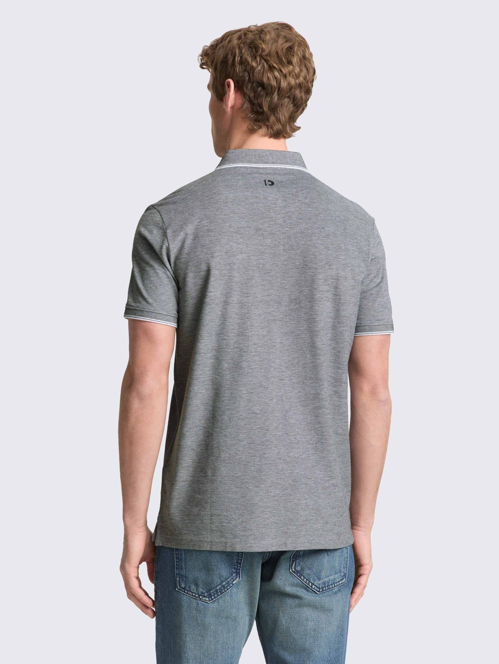 Piqué Poloshirt aus Baumwolle - black white two tone