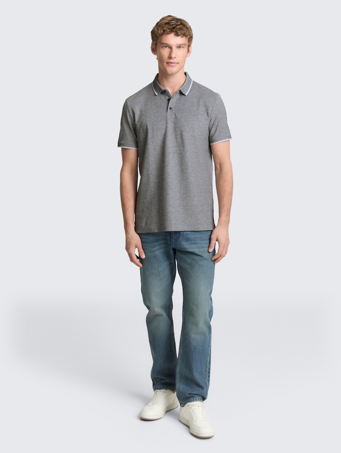 Piqué Poloshirt aus Baumwolle - black white two tone