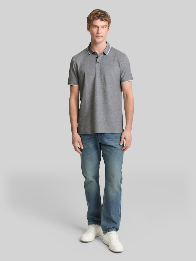 Polo en coton piqué par Denim Male, black white two tone