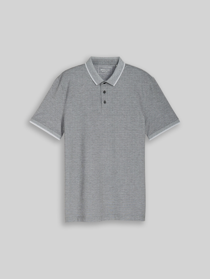 Piqué Poloshirt aus Baumwolle von Denim Male, black white two tone