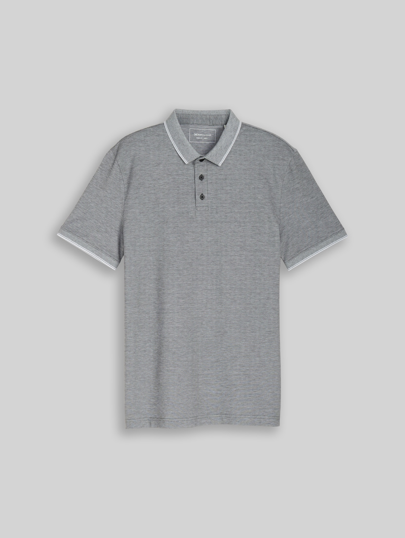 Piqué-poloshirt van katoen door Denim Male, black white two tone