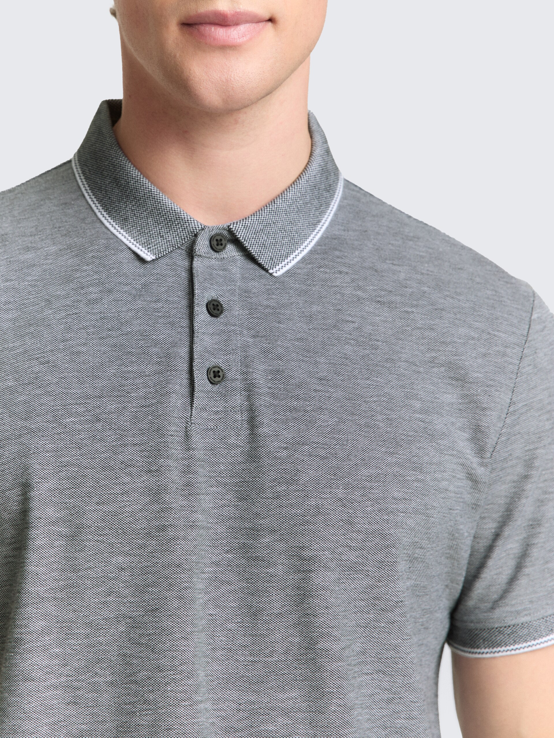 Piqué Poloshirt aus Baumwolle - black white two tone