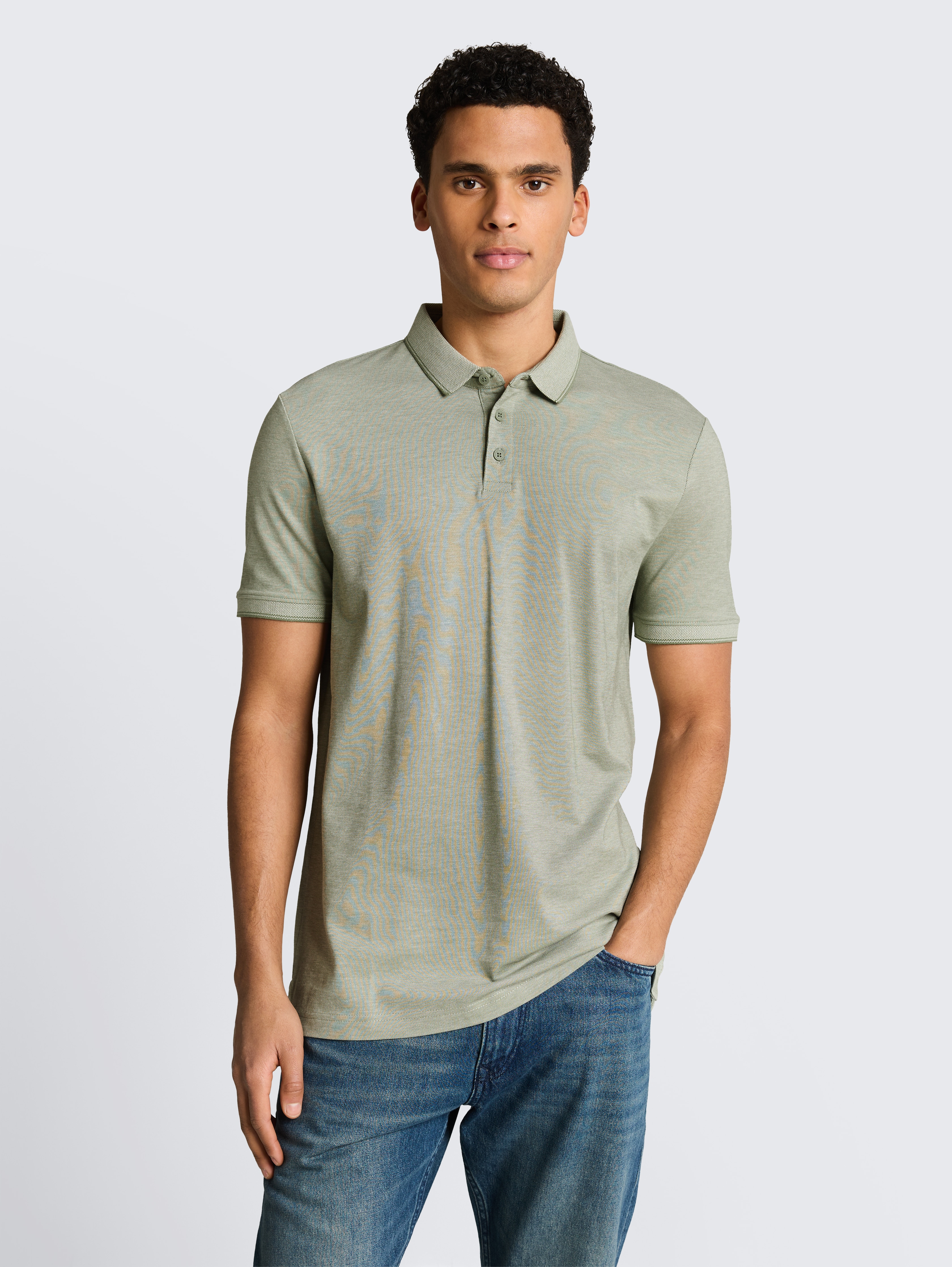 Piqué Poloshirt aus Baumwolle von Denim Male, mint sea spray two tone pique