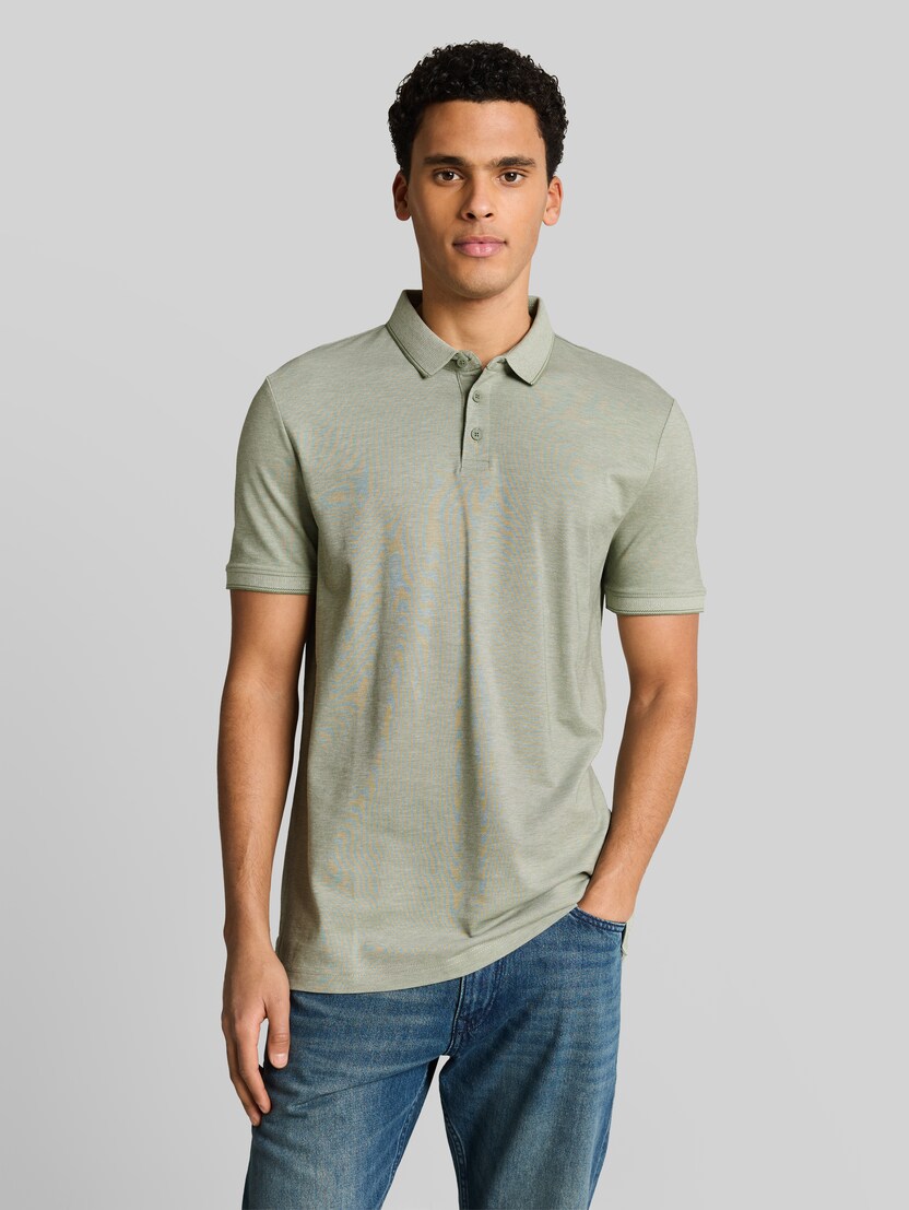 Piqué-poloshirt van katoen door Denim Male, mint sea spray two tone pique