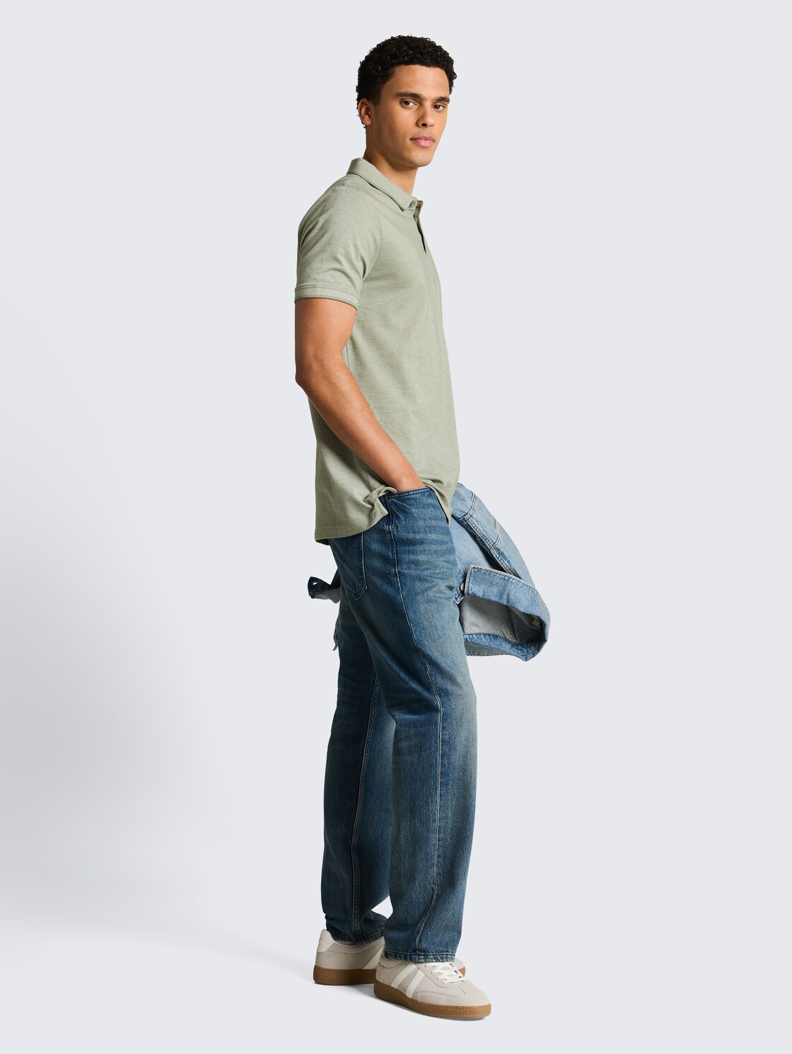 Piqué Poloshirt aus Baumwolle - mint sea spray two tone pique