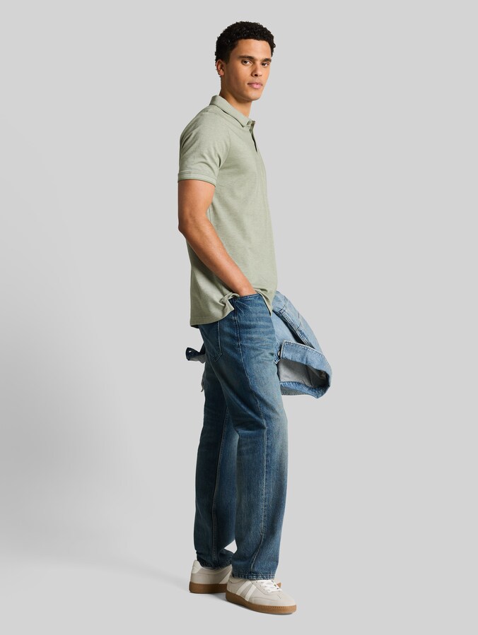 Cotton piqué polo shirt by Denim Male, mint sea spray two tone pique