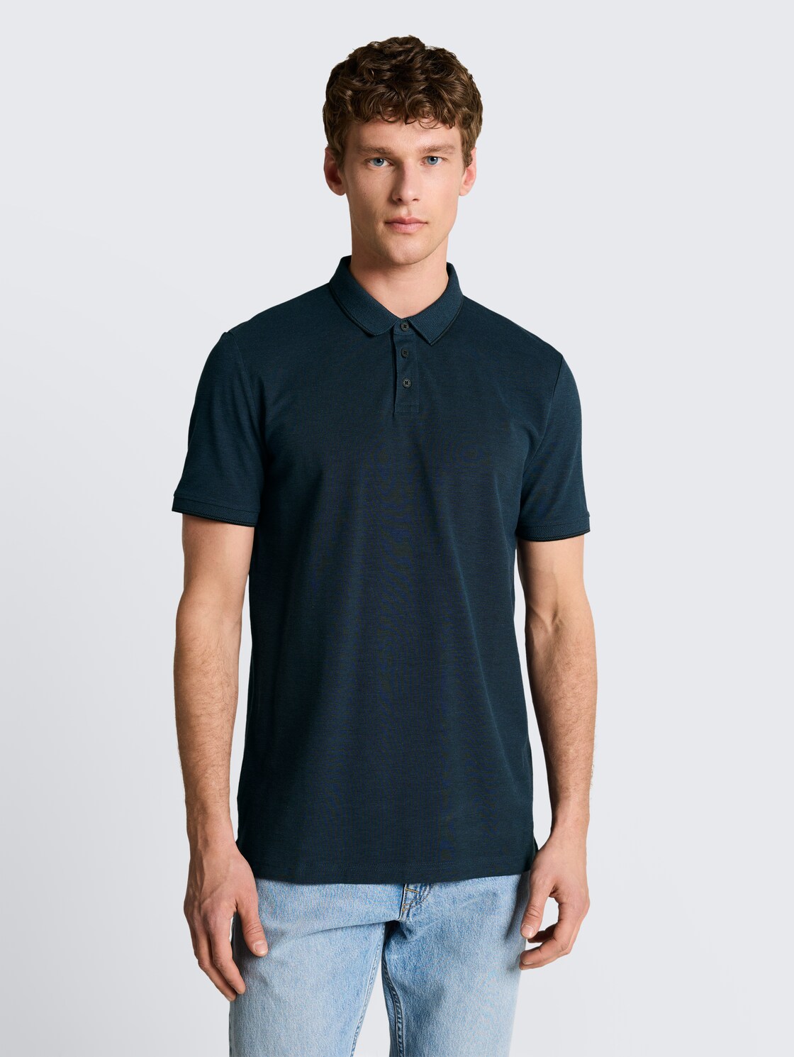 Piqué Poloshirt aus Baumwolle - blue black two tone pique