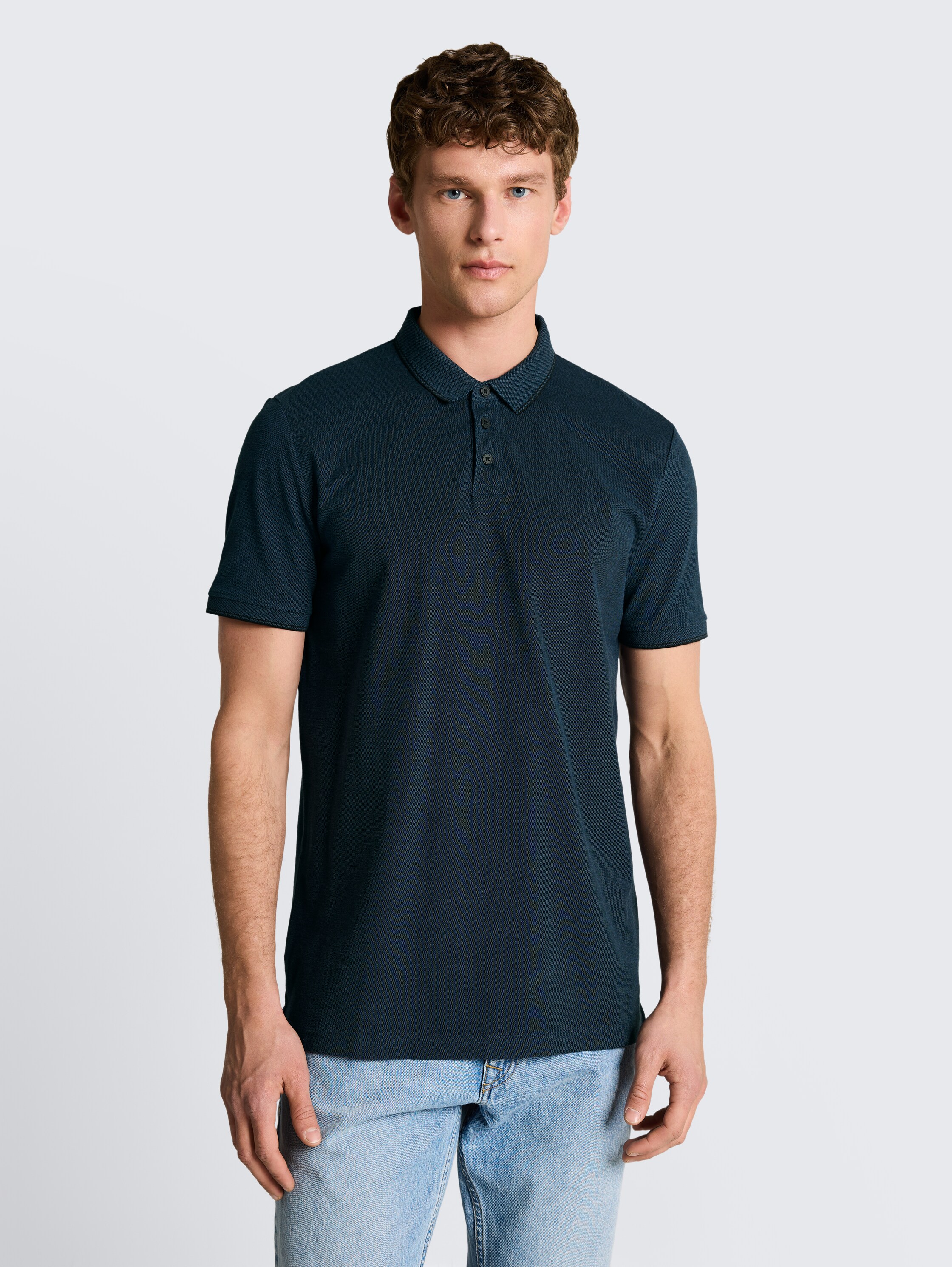 Piqué poloshirt van katoen - blue_black_two_tone_pique - 