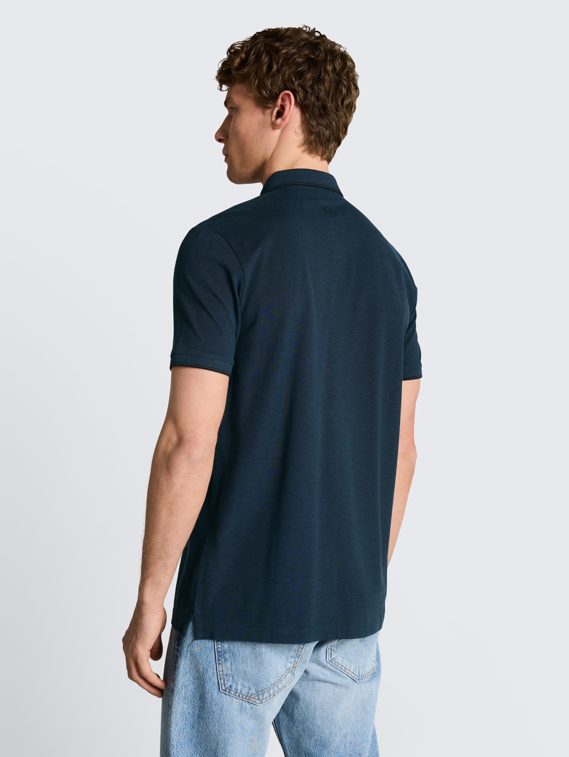 Piqué Poloshirt aus Baumwolle - blue black two tone pique