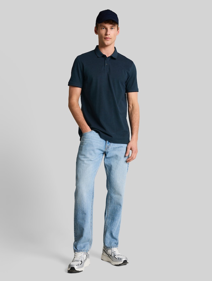 Polo en coton piqué par Denim Male, blue black two tone pique