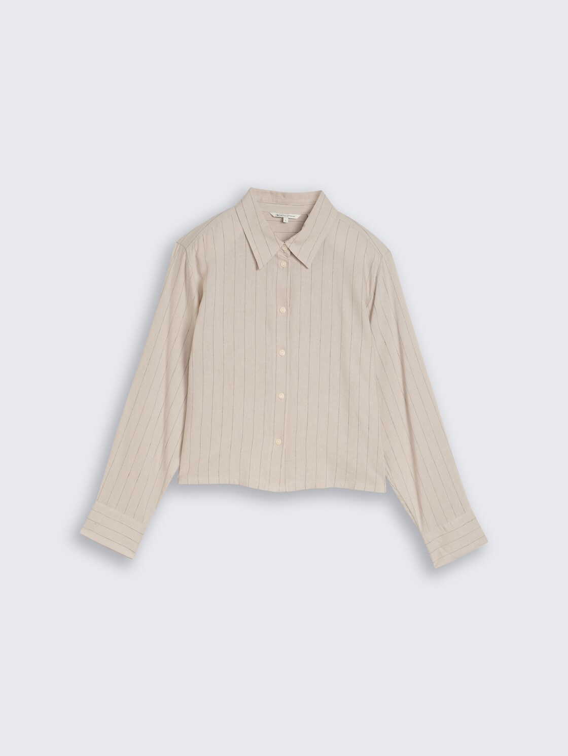 Boxy Fit Hemdbluse mit Schleifen-Detail - beige black vertical stripe - Vorder-Produkt-Ansicht