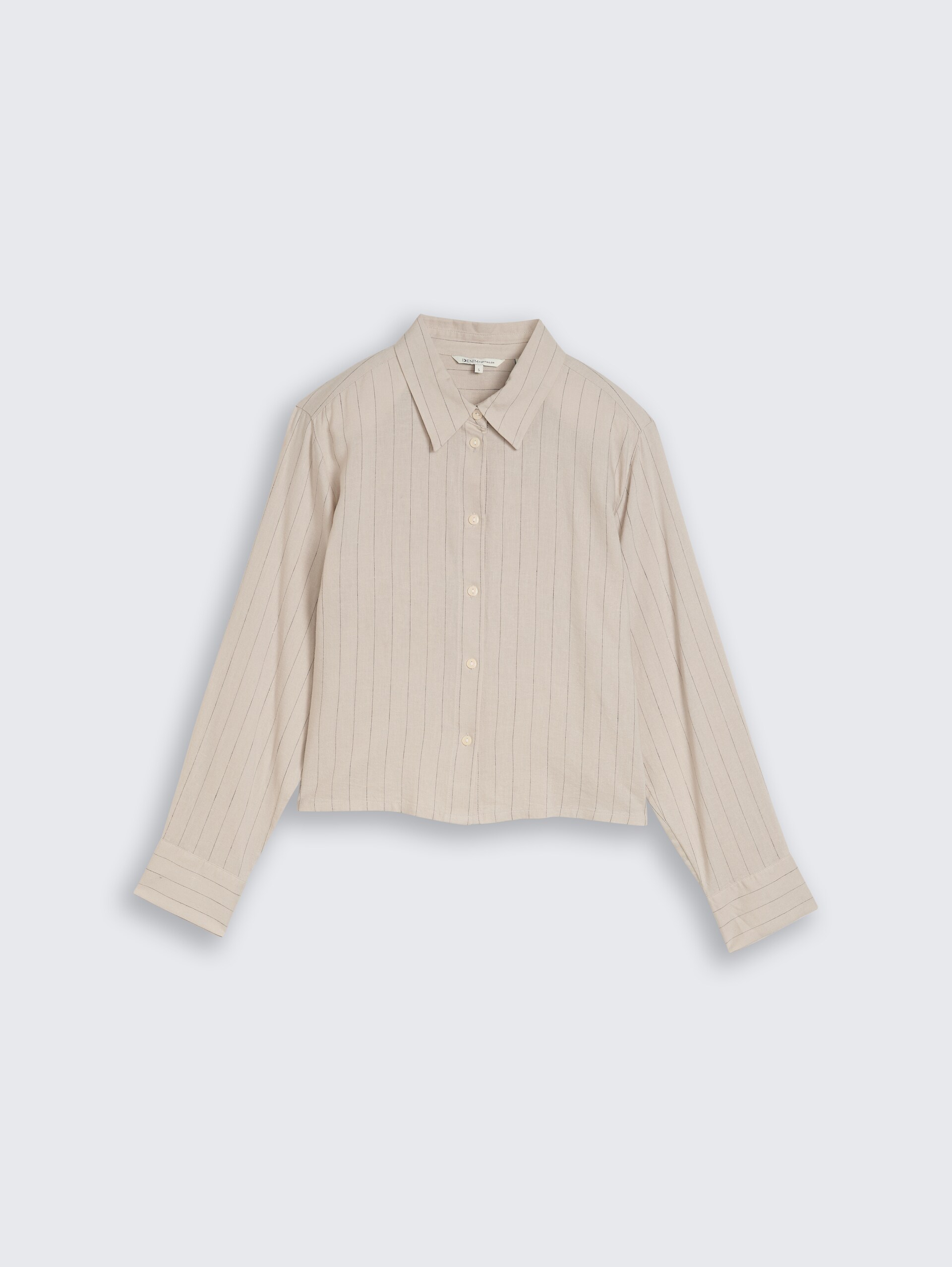 Boxy Fit Hemdbluse mit Schleifen-Detail - beige black vertical stripe - Vorder-Produkt-Ansicht