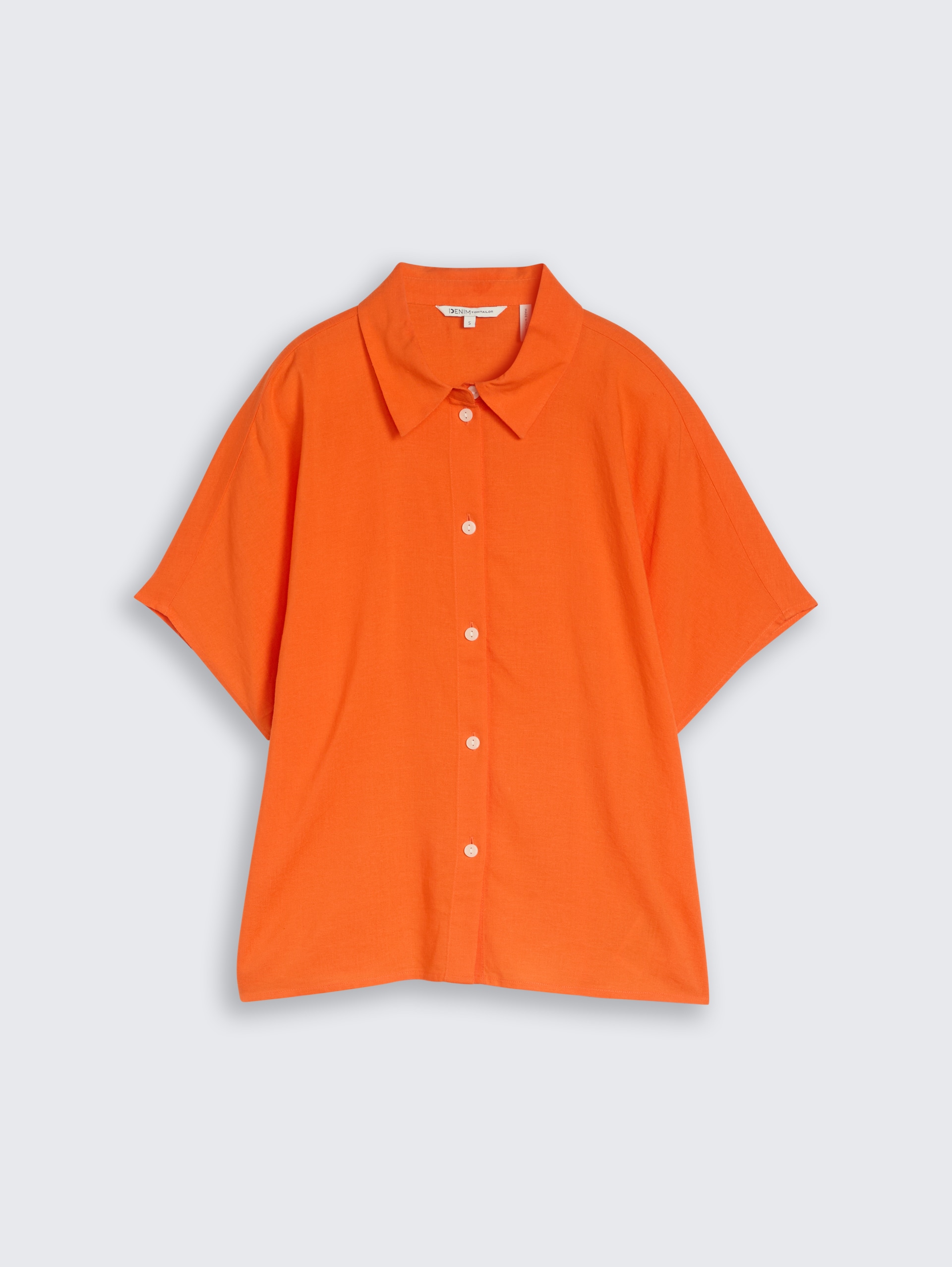 Boxy fit blouse met linnen - Fiery Orange - Product vooraanzicht