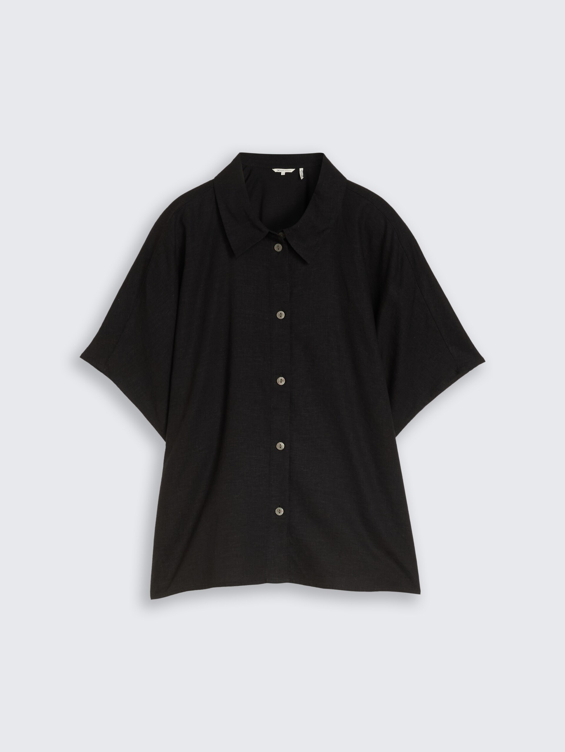 Boxy Fit Bluse mit Leinenanteil - deep black - Vorder-Produkt-Ansicht