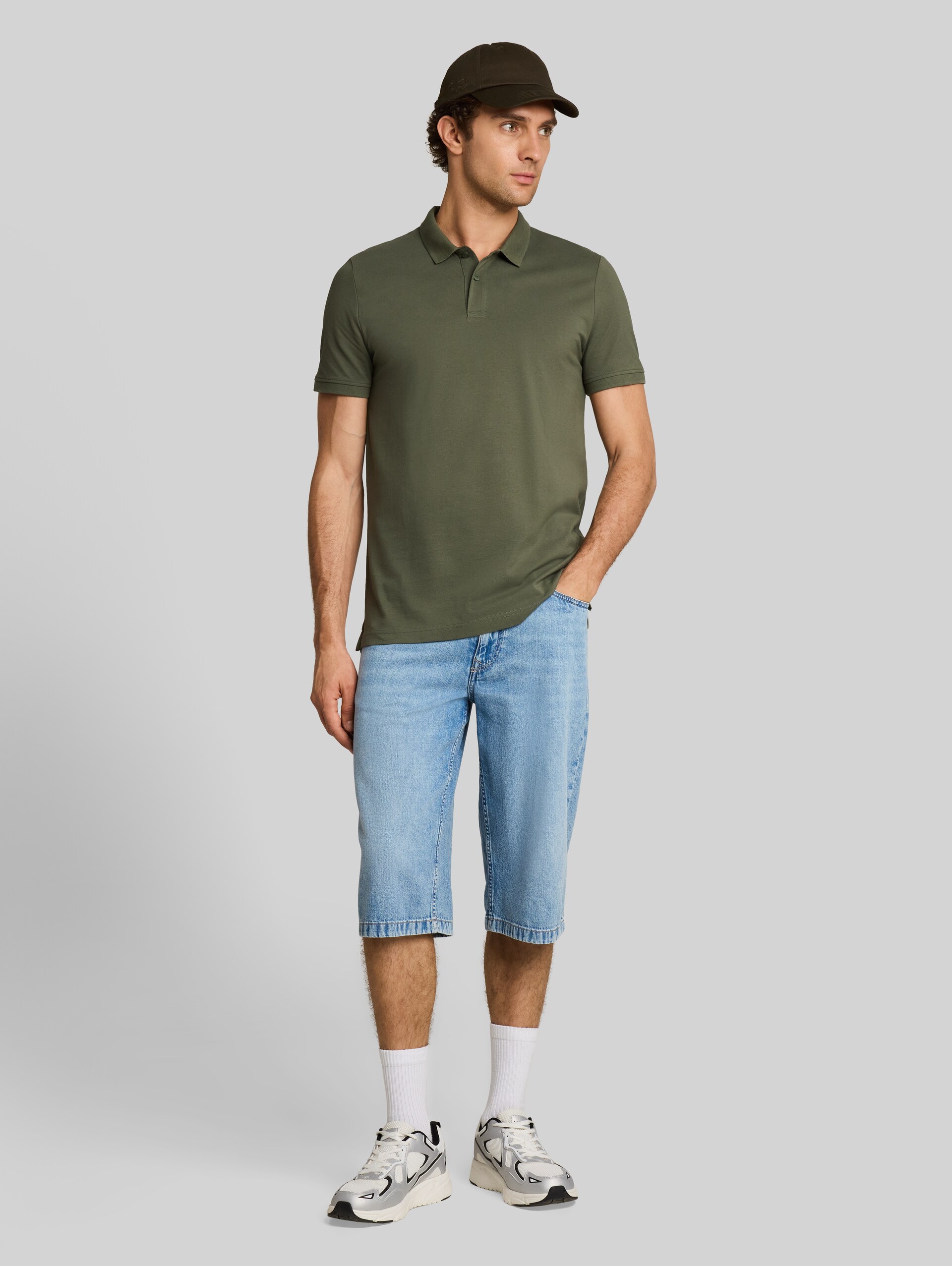 Piqué Poloshirt aus Baumwolle - urban olive green