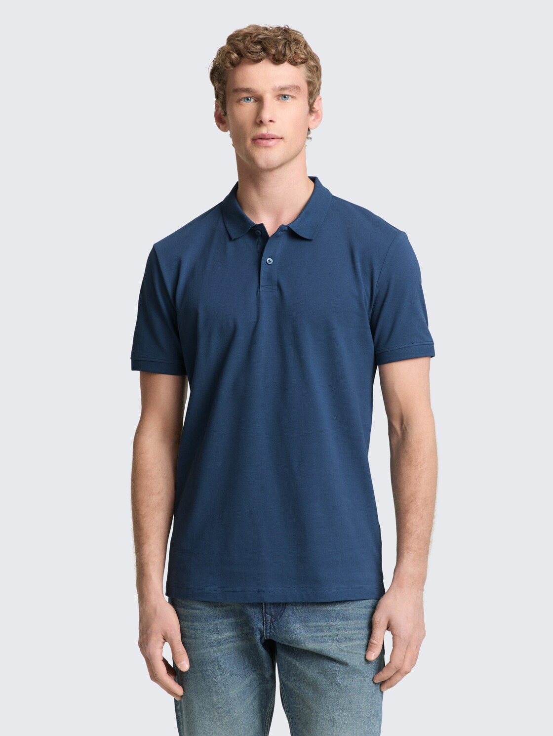 Cotton piqué polo shirt - nighttime blue