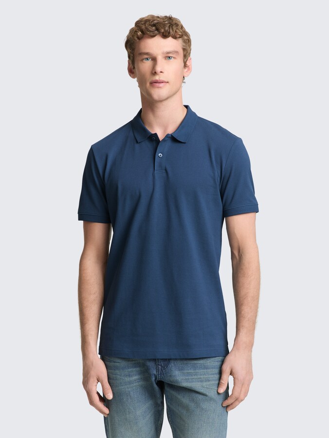 Piqué poloshirt van katoen door Denim Male, nighttime blue