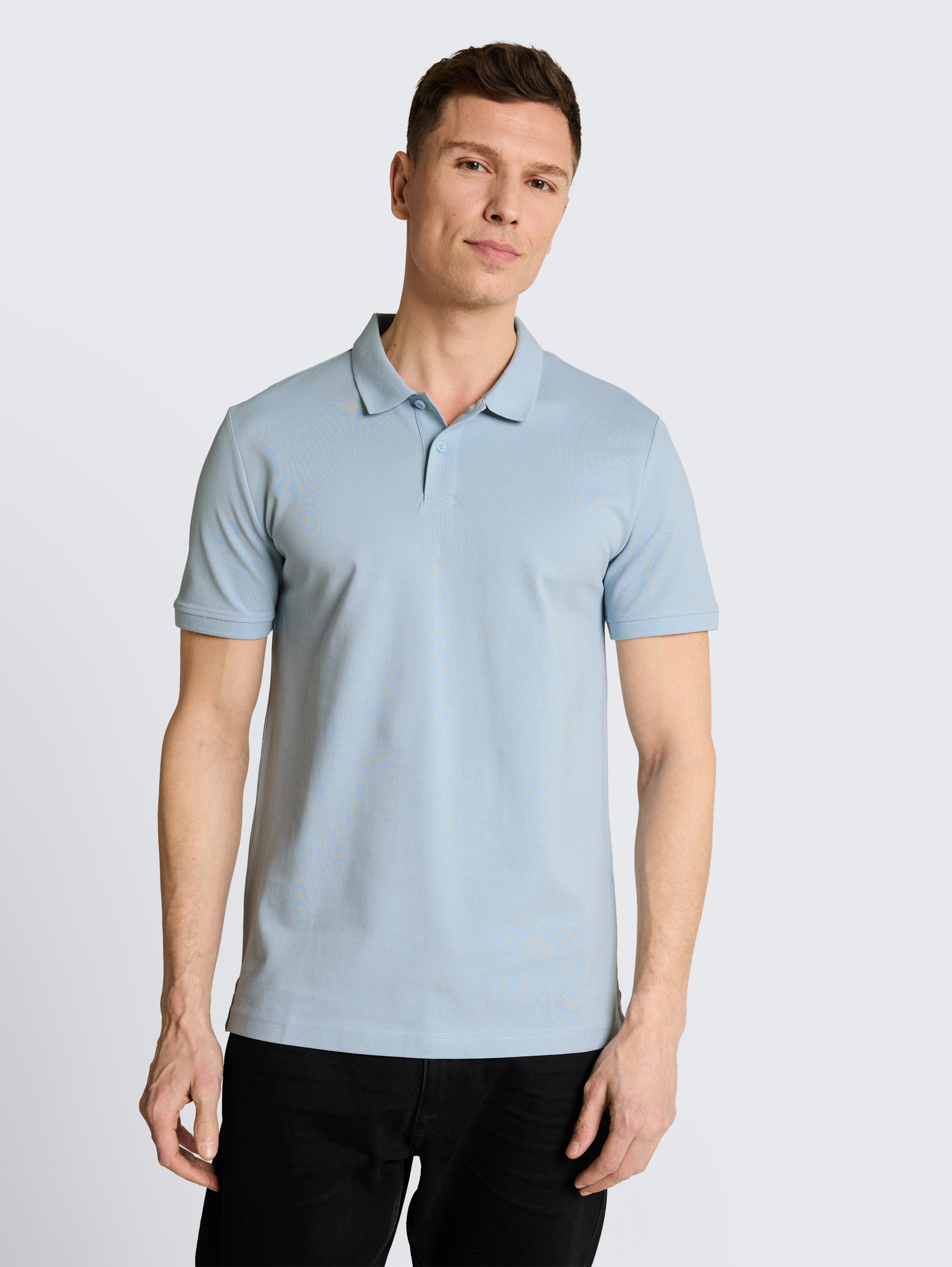 Piqué Poloshirt aus Baumwolle von Denim Male, smart light blue