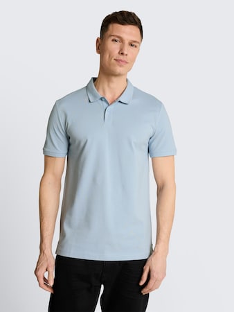 Piqué Poloshirt aus Baumwolle von Denim Male, smart light blue