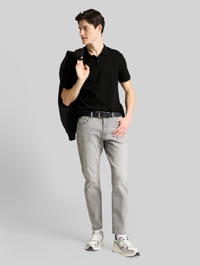 Polo en coton piqué par Denim Male, Black