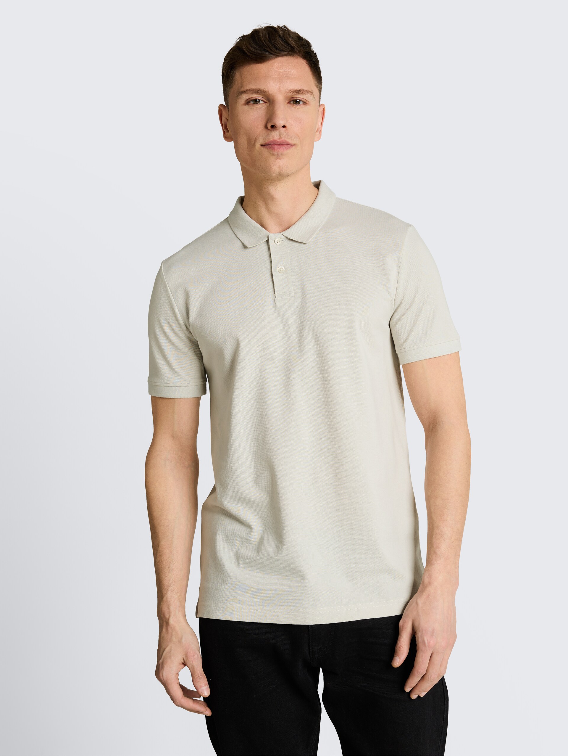 Piqué Poloshirt aus Baumwolle - greyish white