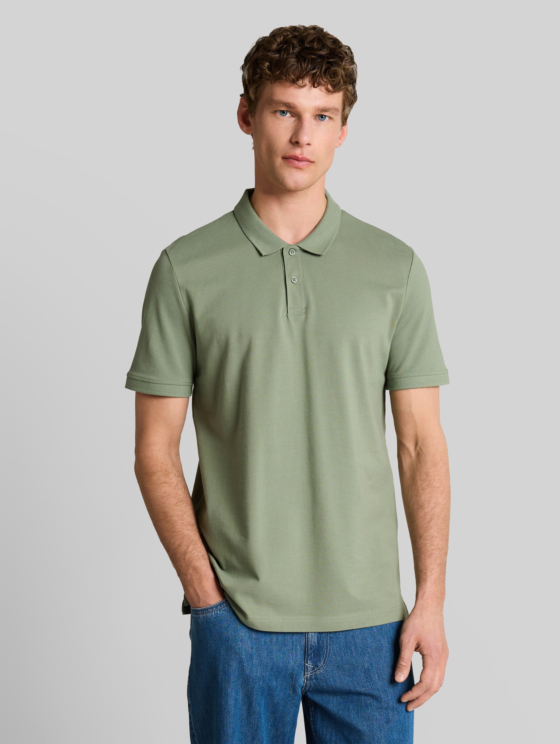 Polo en piqué de coton - soft sage