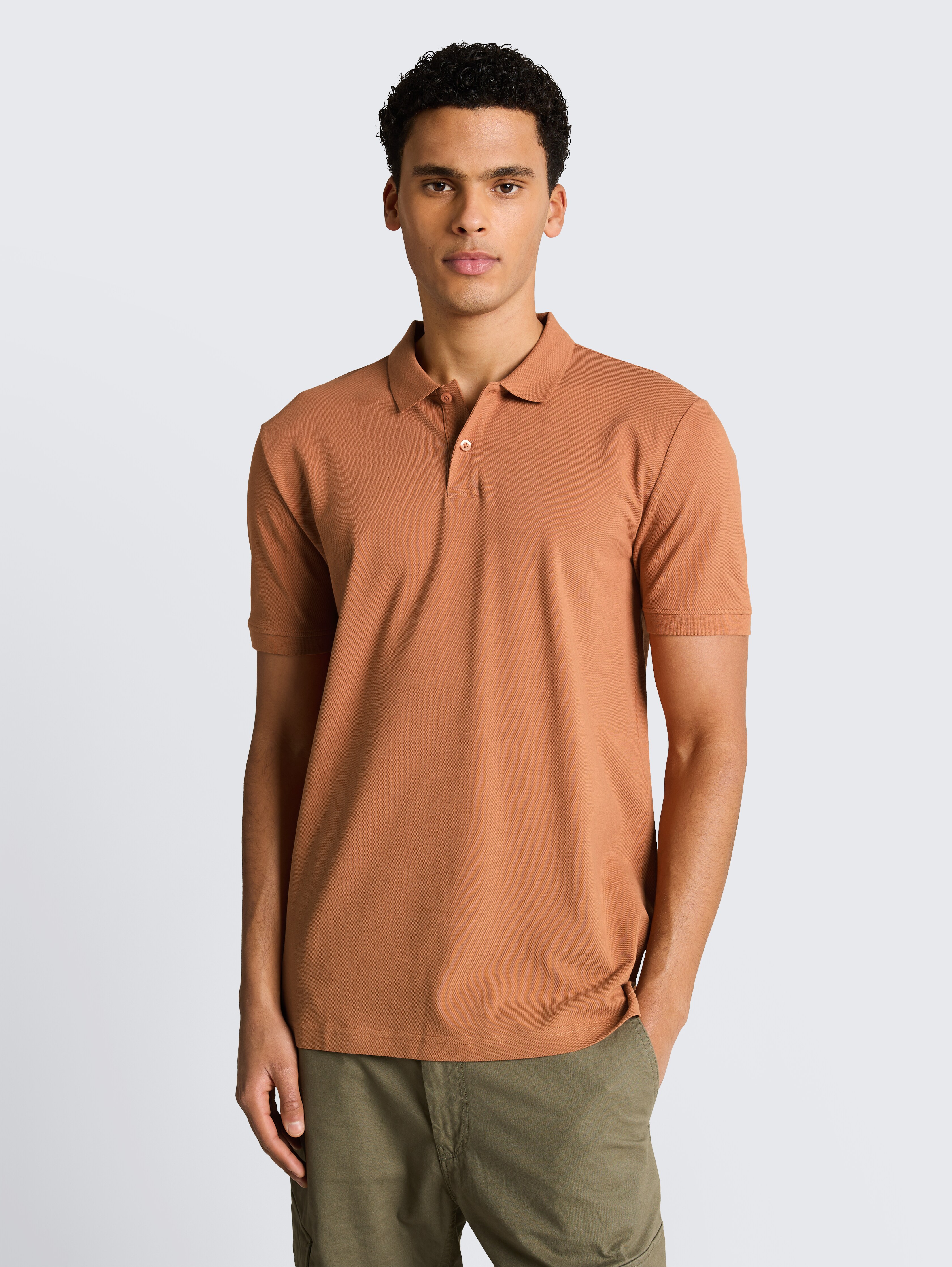 Piqué Poloshirt aus Baumwolle von Denim Male, faded copper orange
