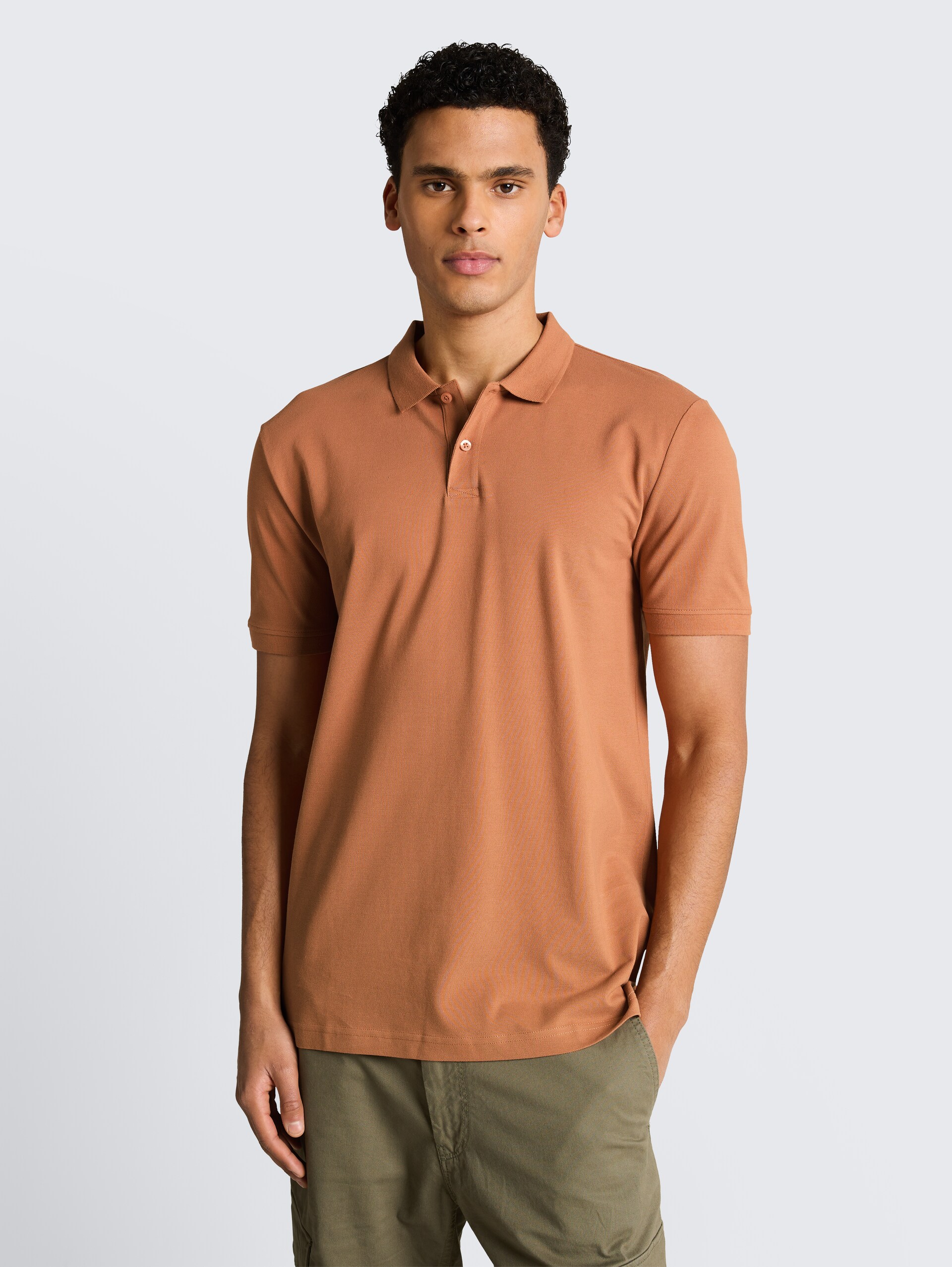 Piqué poloshirt van katoen - faded copper orange