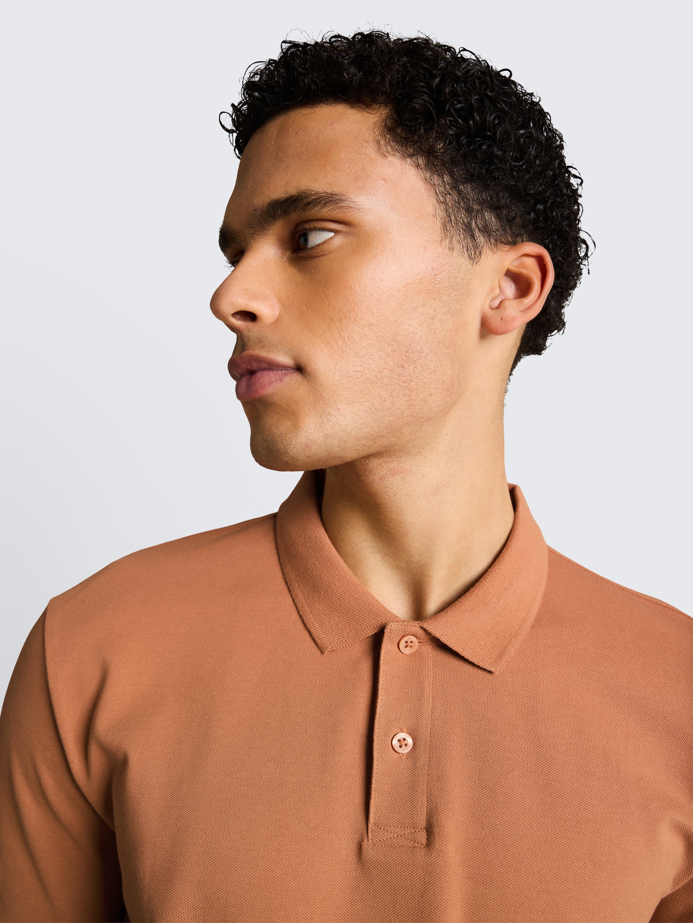 Piqué Poloshirt aus Baumwolle - faded_copper_orange - 