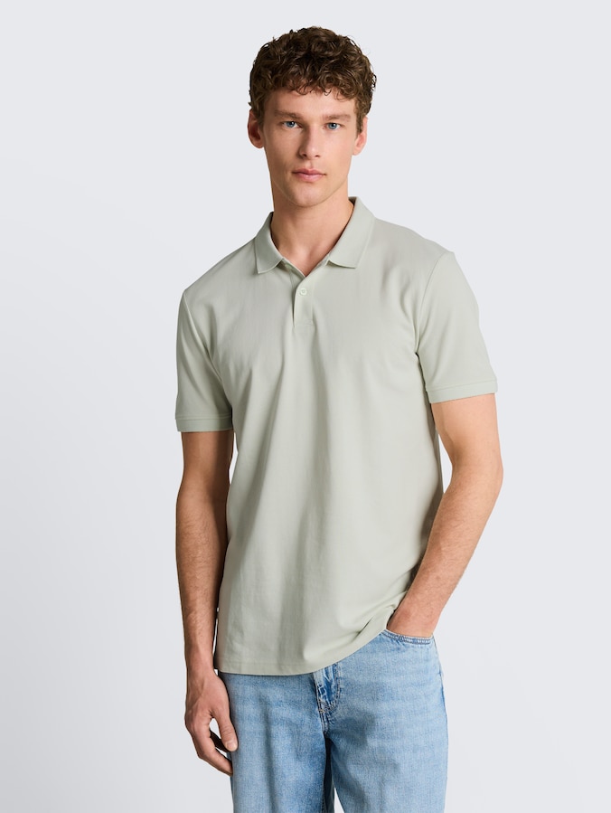 Piqué poloshirt van katoen door Denim Male, frozen light mint