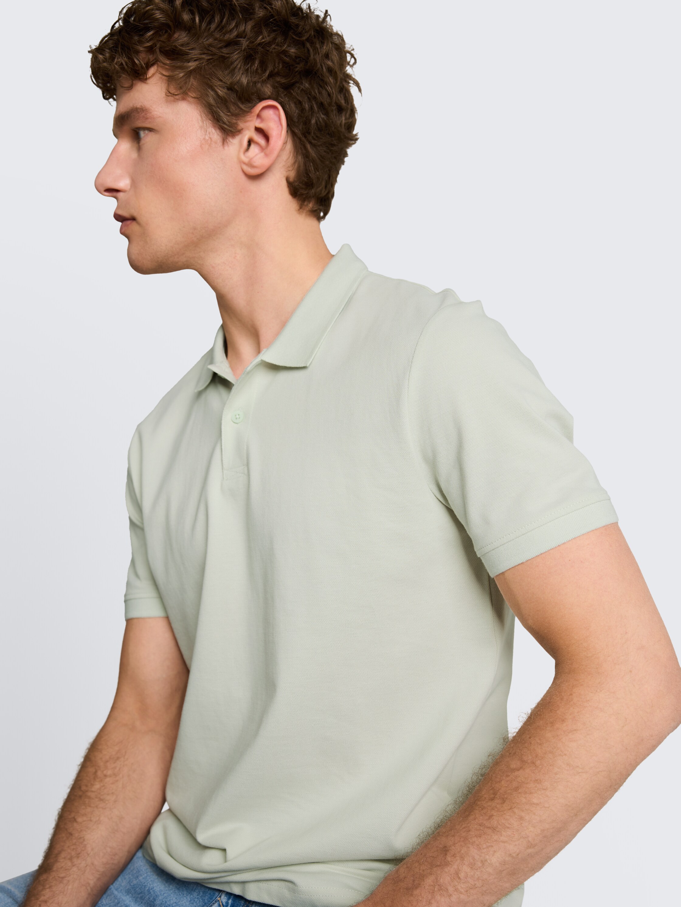 Piqué Poloshirt aus Baumwolle - frozen_light_mint - 