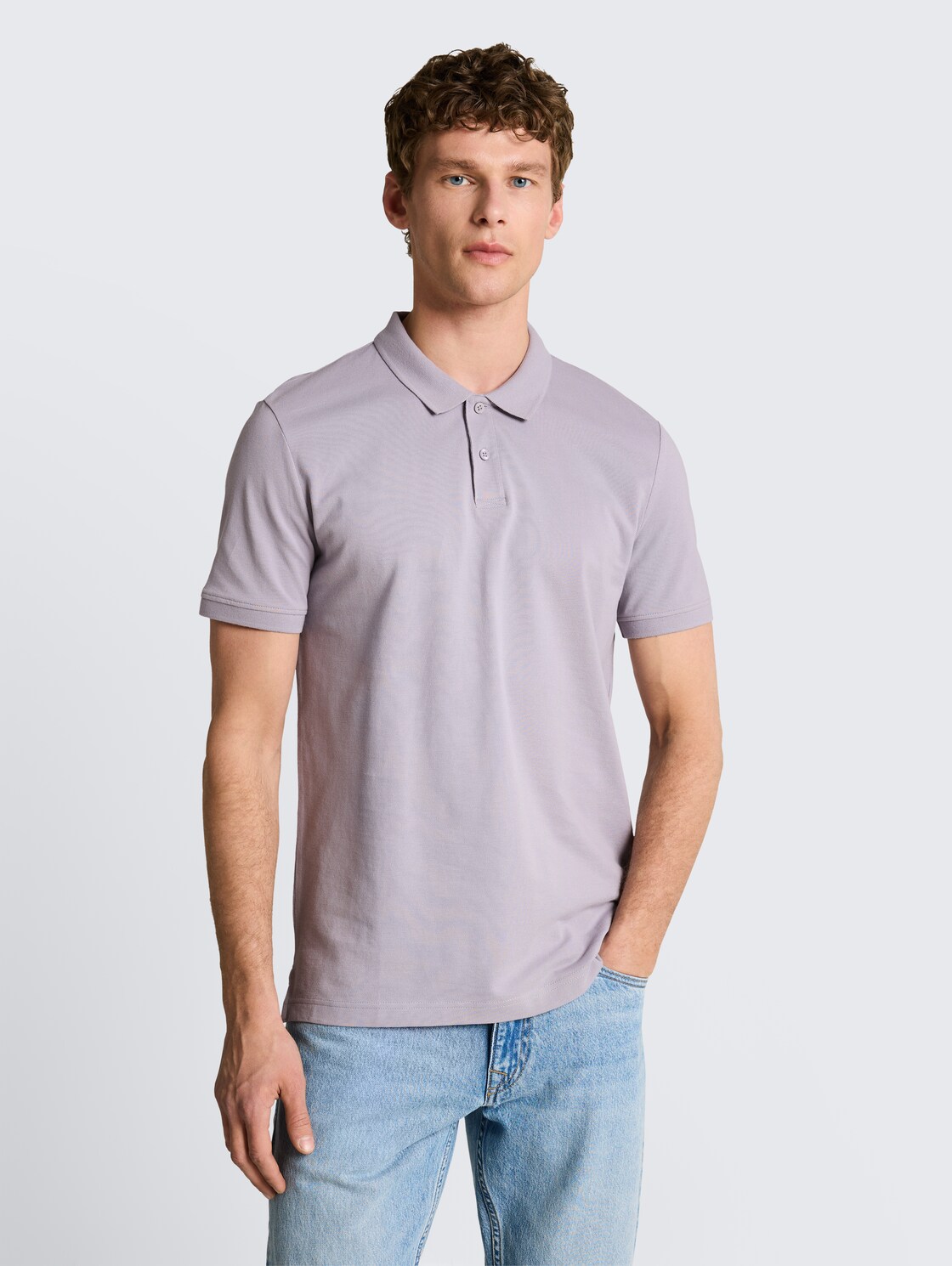 Piqué Poloshirt aus Baumwolle - soft lilac grey