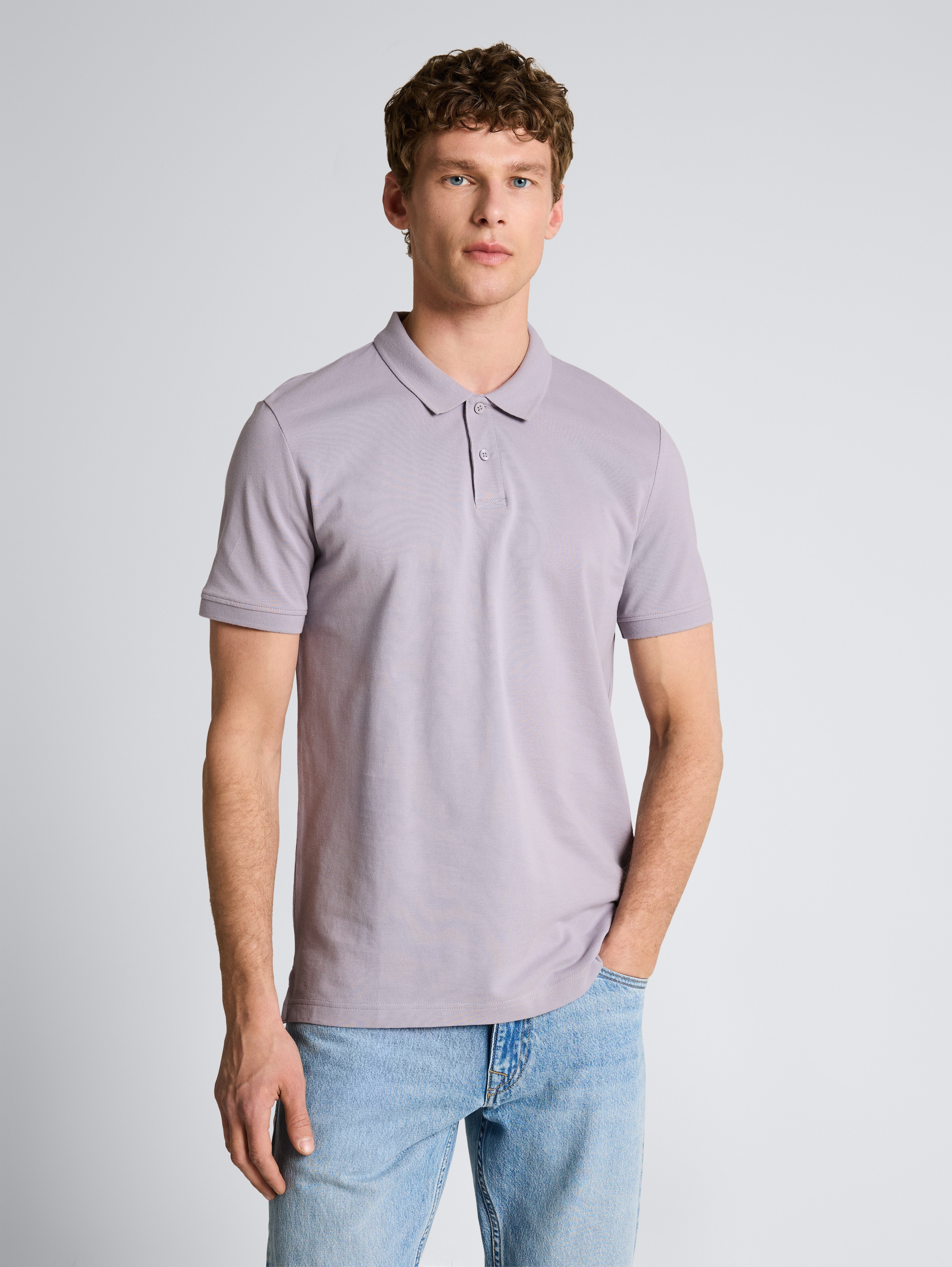 Piqué Poloshirt aus Baumwolle - soft lilac grey