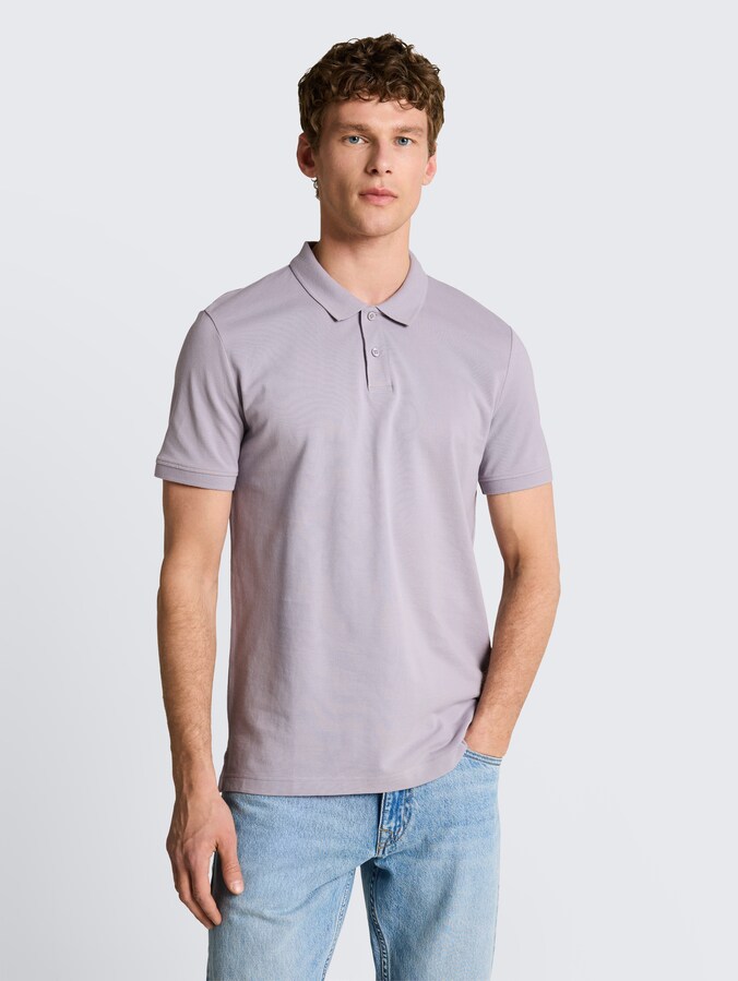 Piqué poloshirt van katoen door Denim Male, soft lilac grey