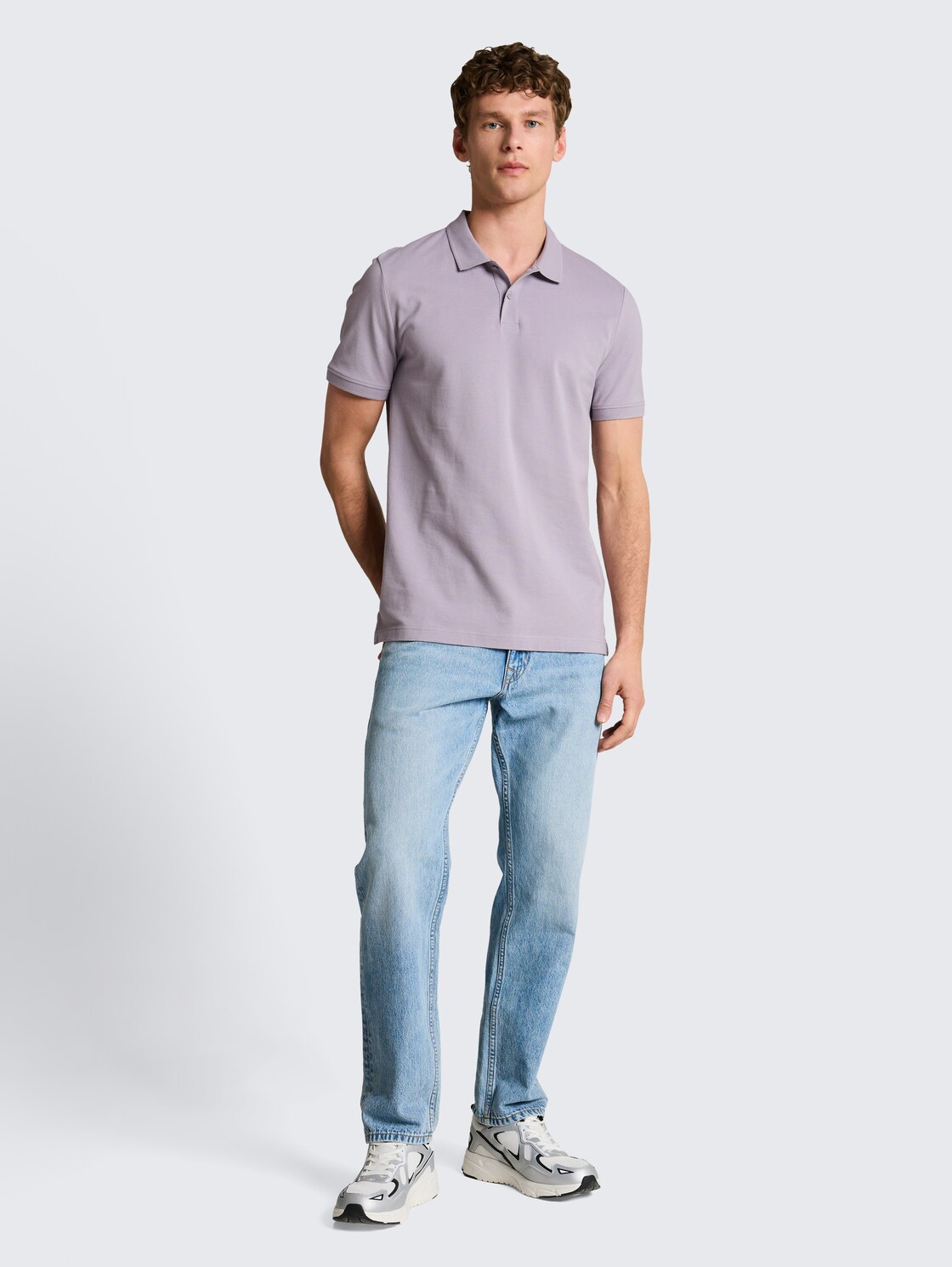 Piqué Poloshirt aus Baumwolle - soft lilac grey