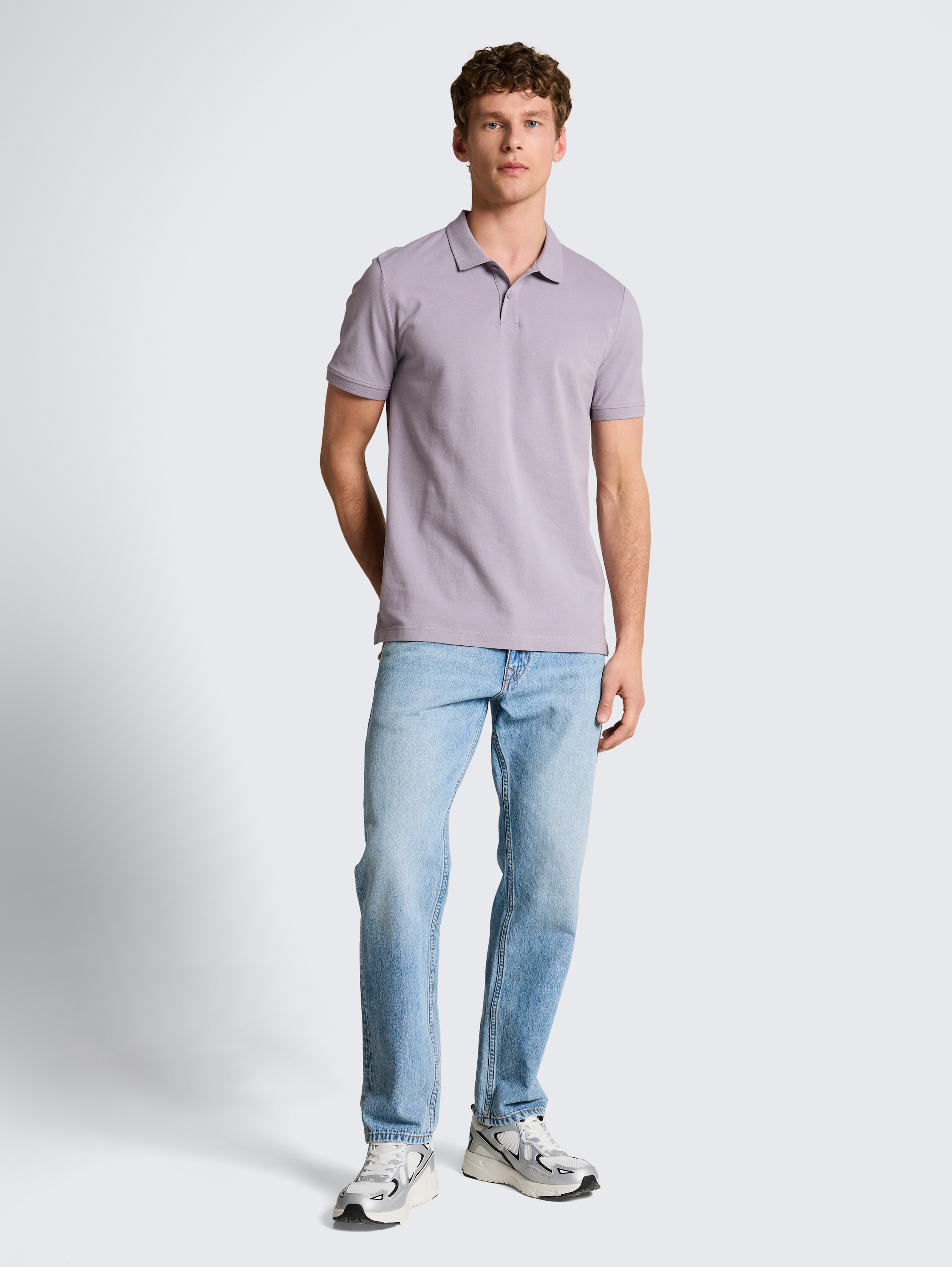 Piqué Poloshirt aus Baumwolle - soft lilac grey
