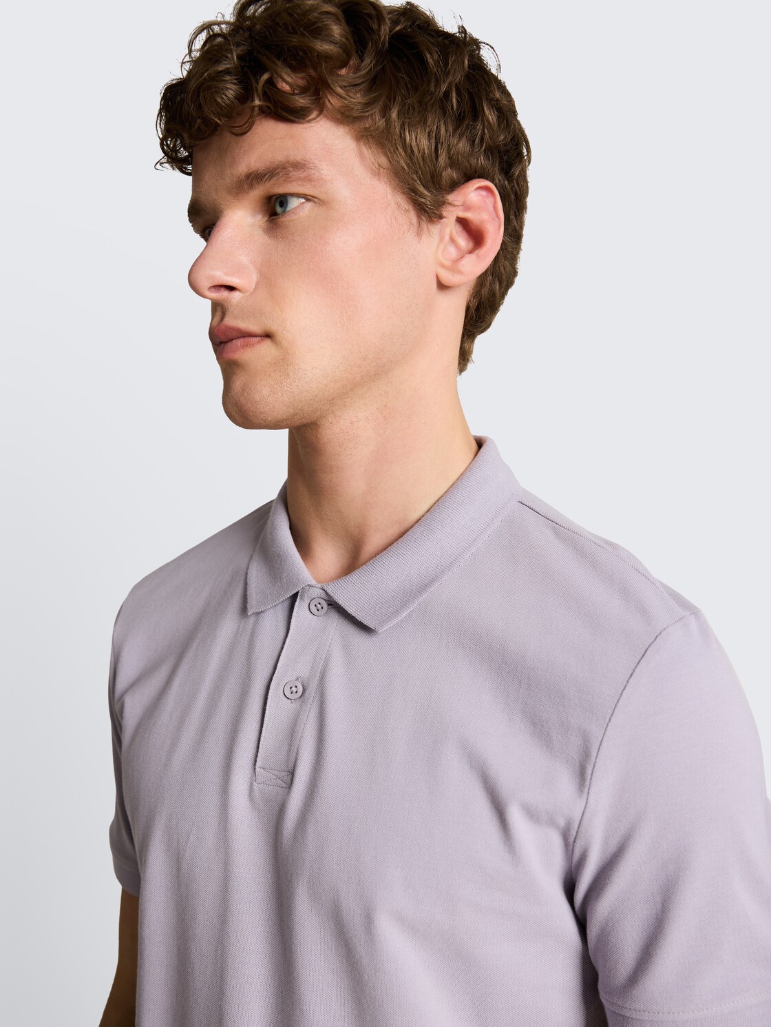 Piqué Poloshirt aus Baumwolle - soft lilac grey