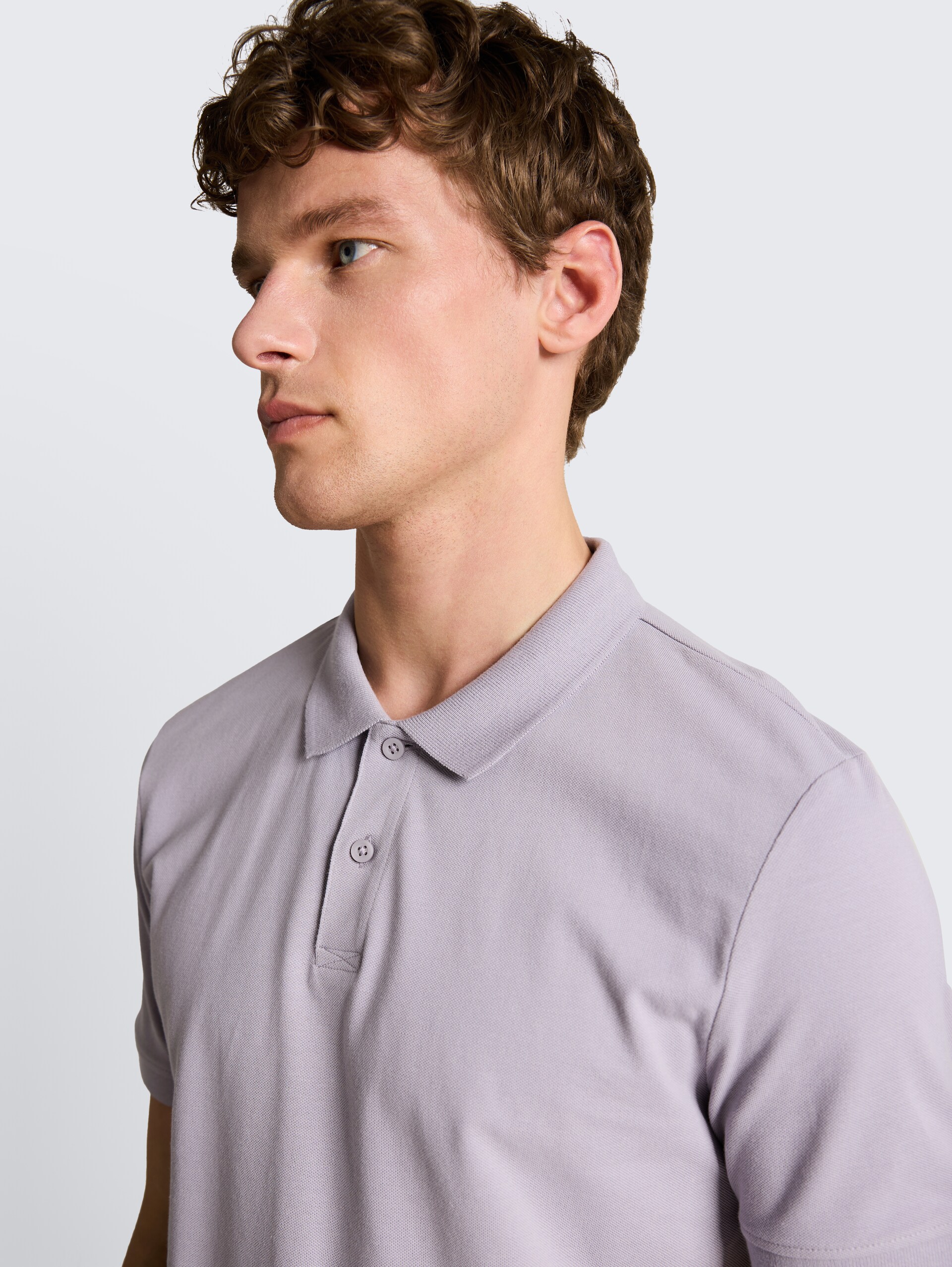 Piqué poloshirt van katoen - soft lilac grey