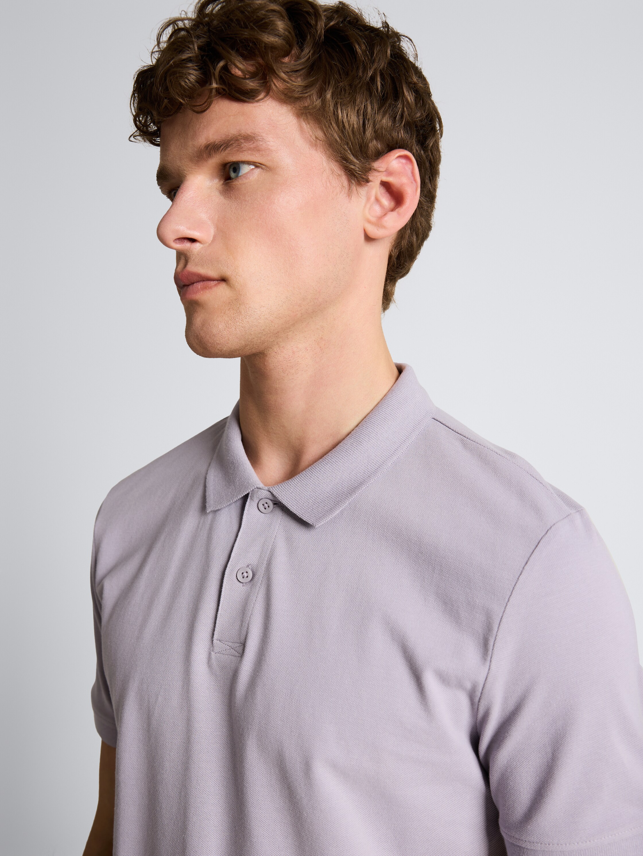 Piqué Poloshirt aus Baumwolle - soft lilac grey