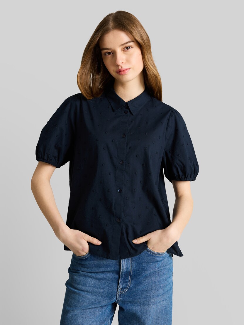 Bluse mit Stickerei von Denim Female, sky captain blue