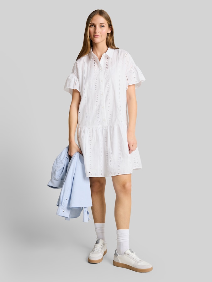 Mini-jurk met borduursel door Denim Female, White