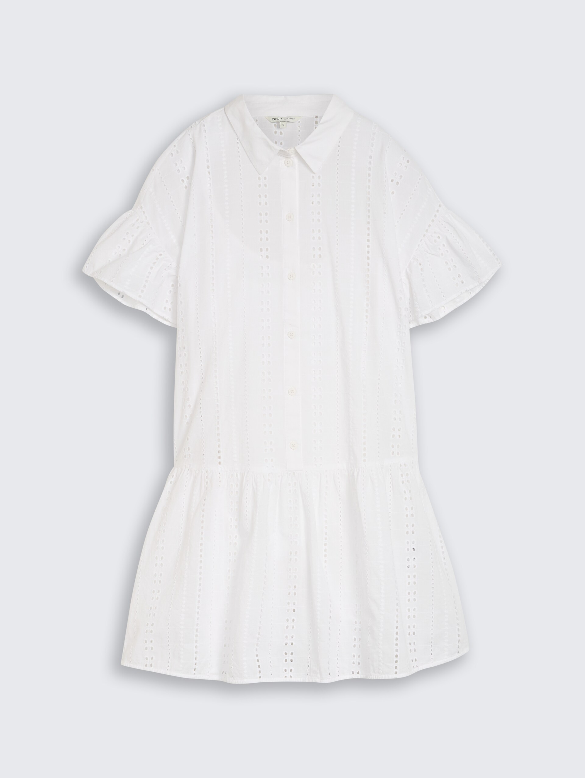 Mini-Kleid mit Lockstickerei - White - Vorder-Produkt-Ansicht