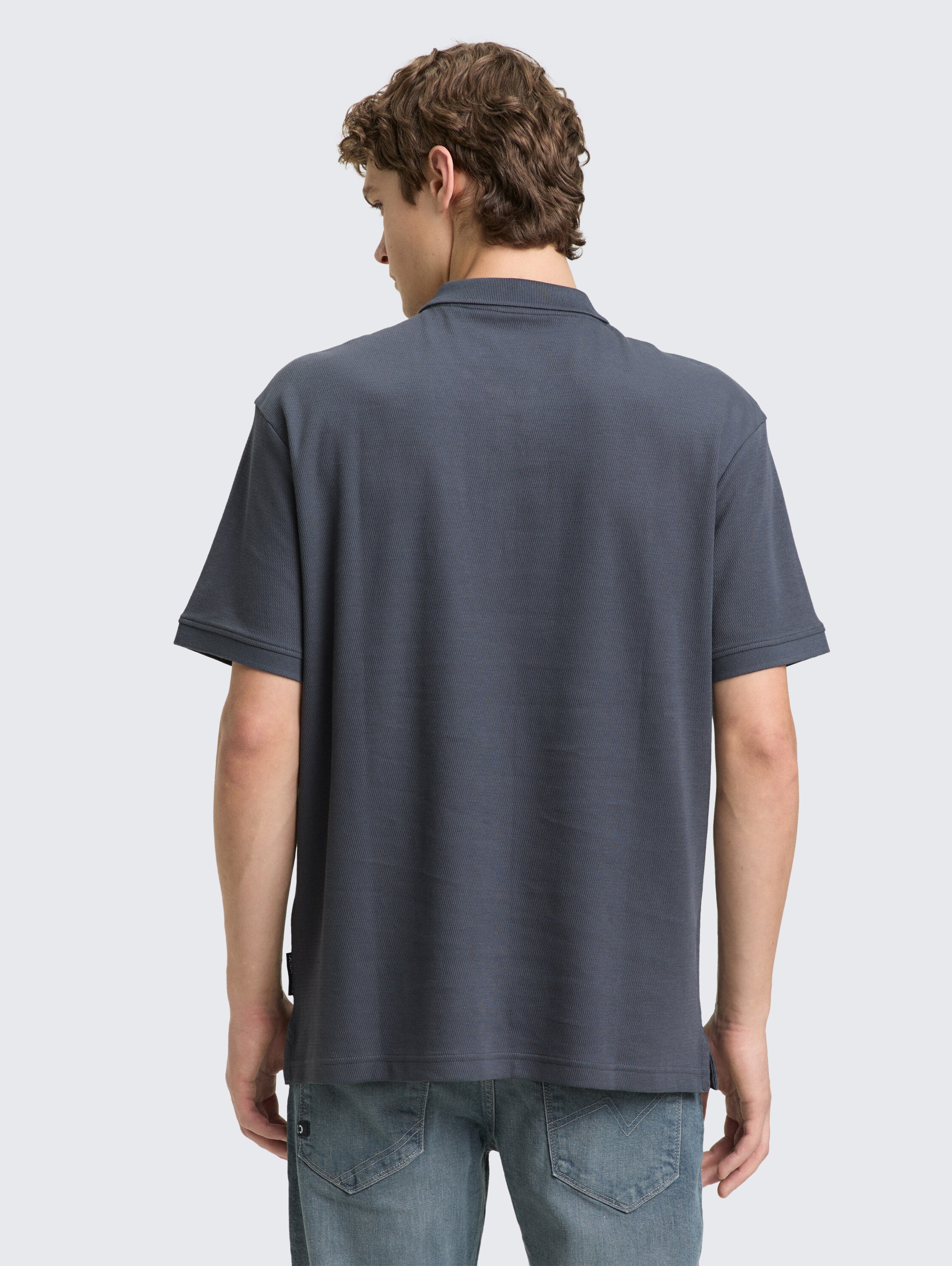 Relaxed fit poloshirt met ritssluiting - urban medium grey