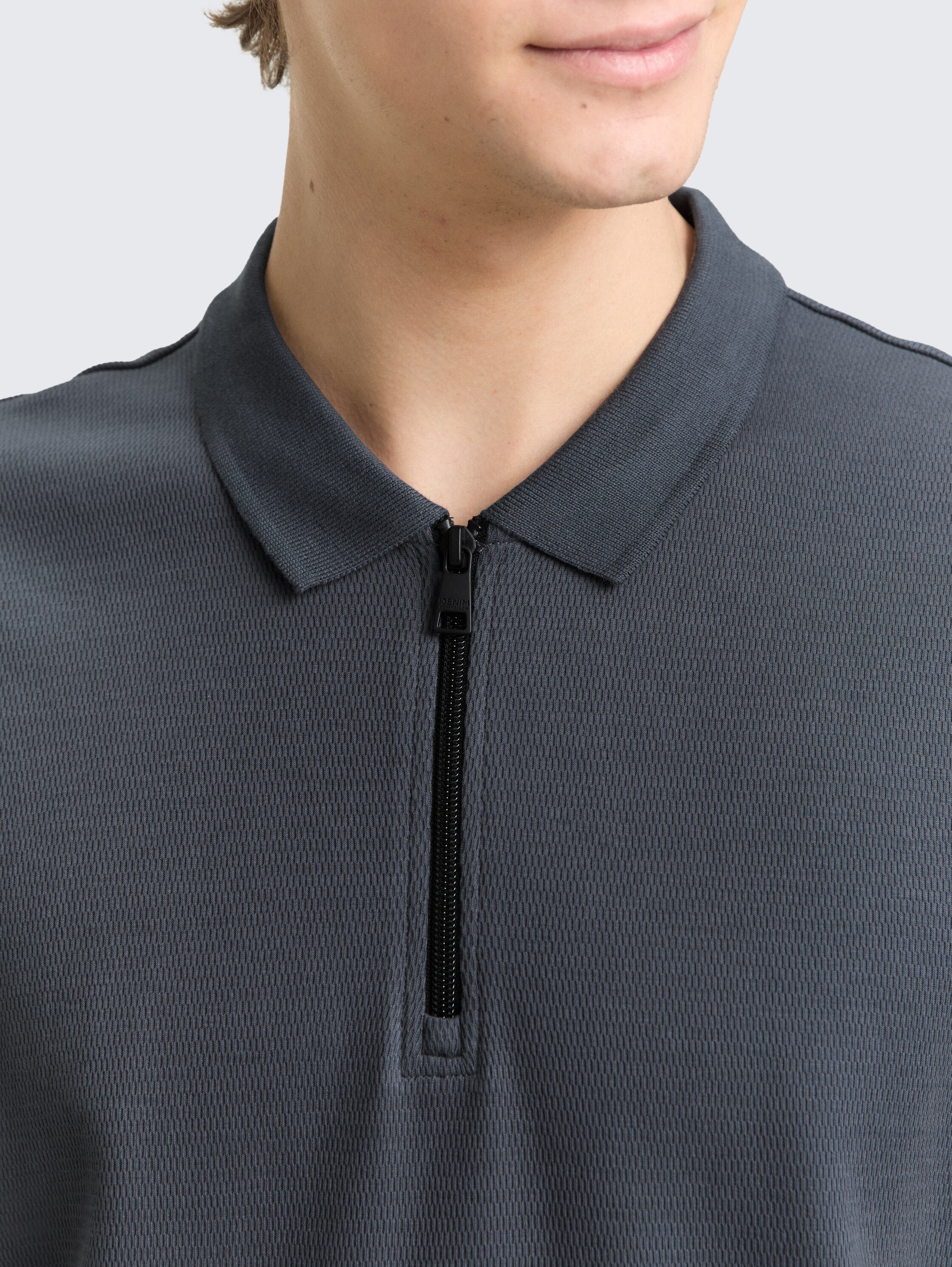 Relaxed fit poloshirt met ritssluiting - urban medium grey