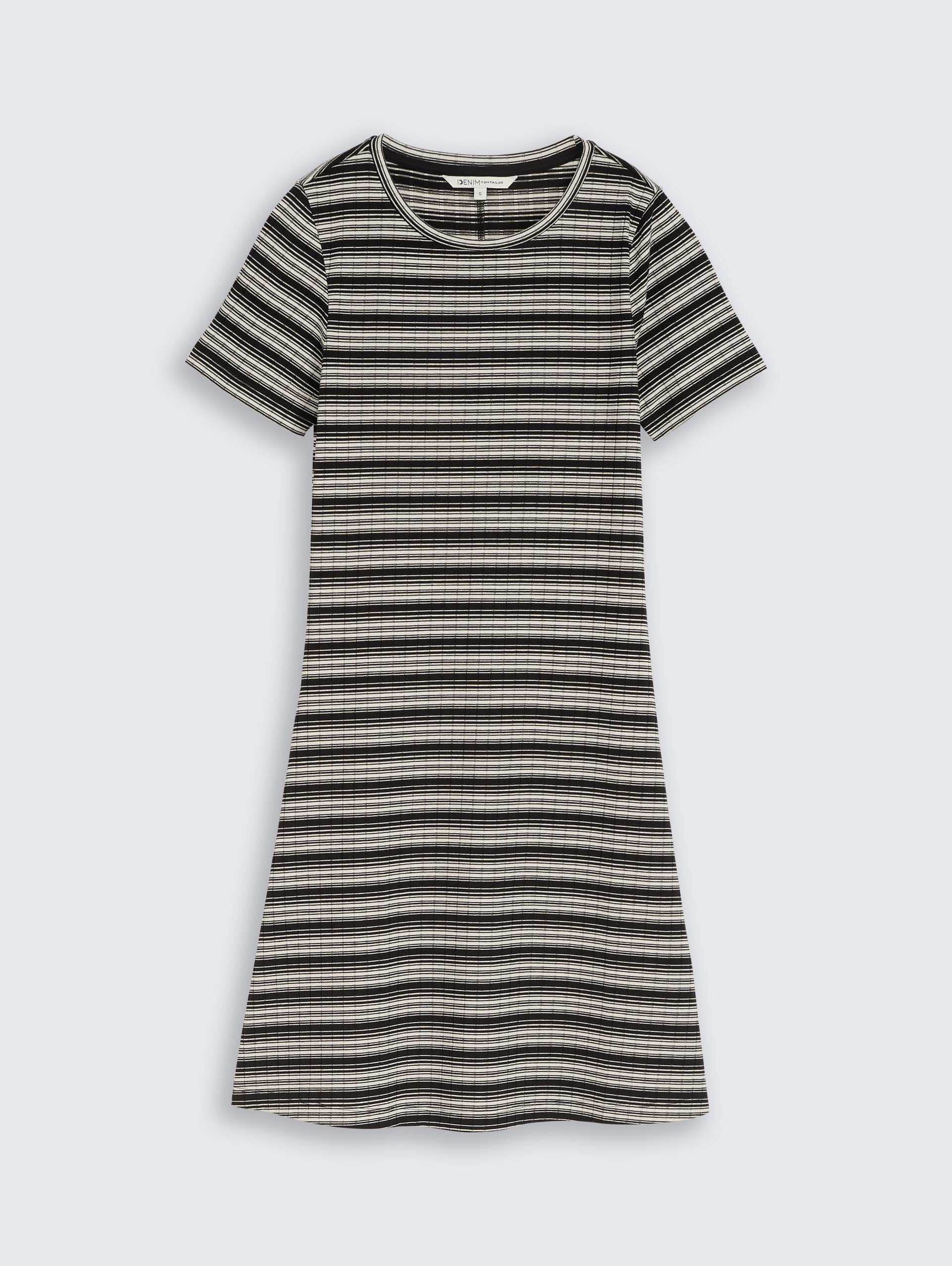 Fitted Mini-Kleid mit Streifenmuster - black white gradient stripe - Vorder-Produkt-Ansicht