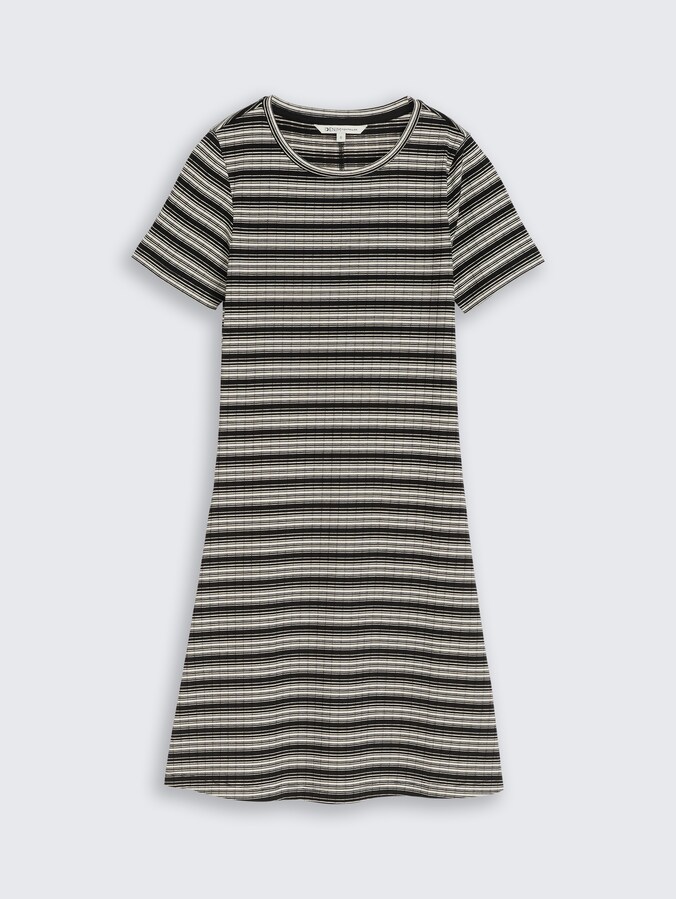 Fitted Mini-Kleid mit Streifenmuster von Denim Female, black white gradient stripe