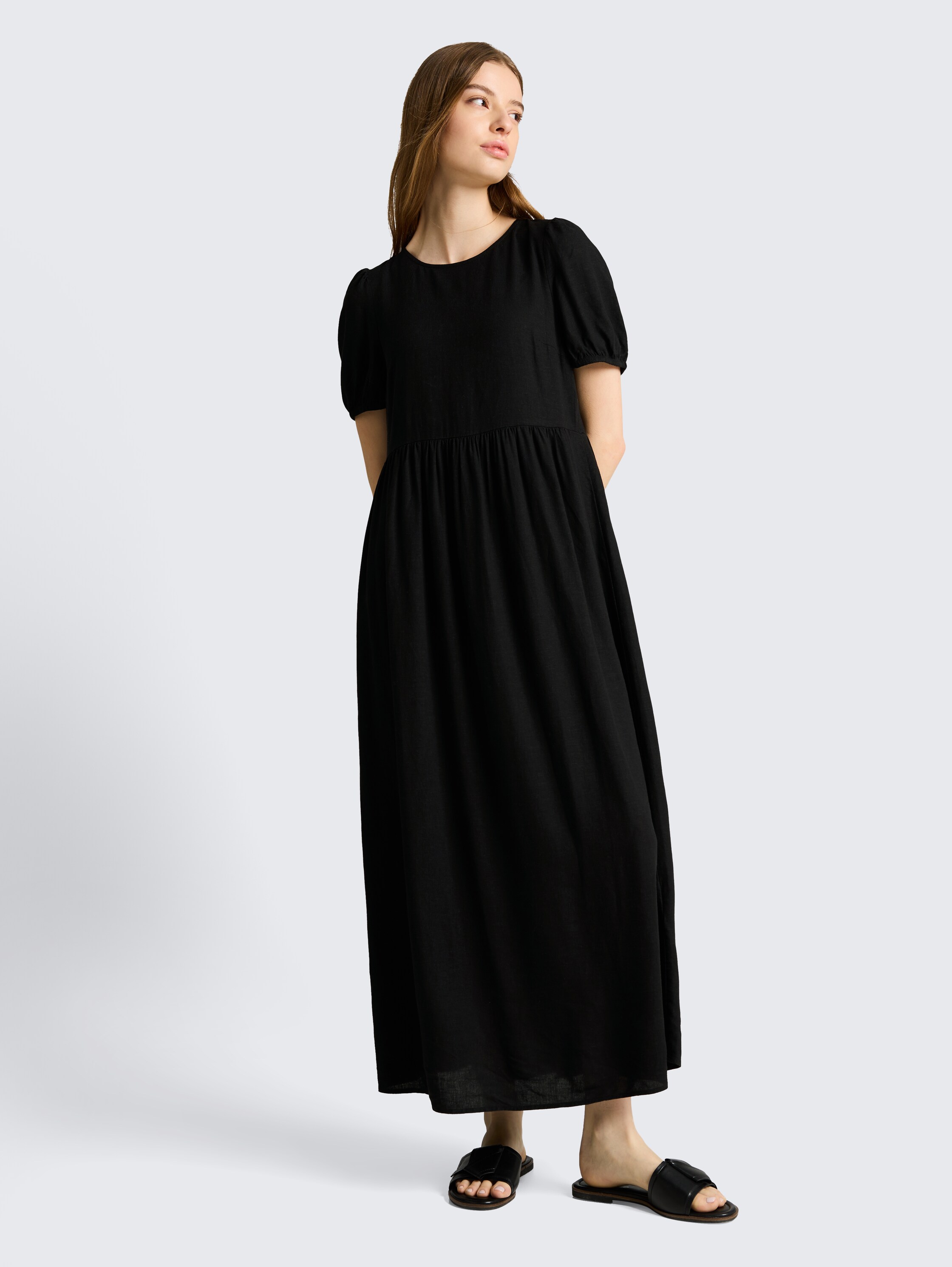 Midi-Kleid mit Leinenanteil - deep_black_1 - 